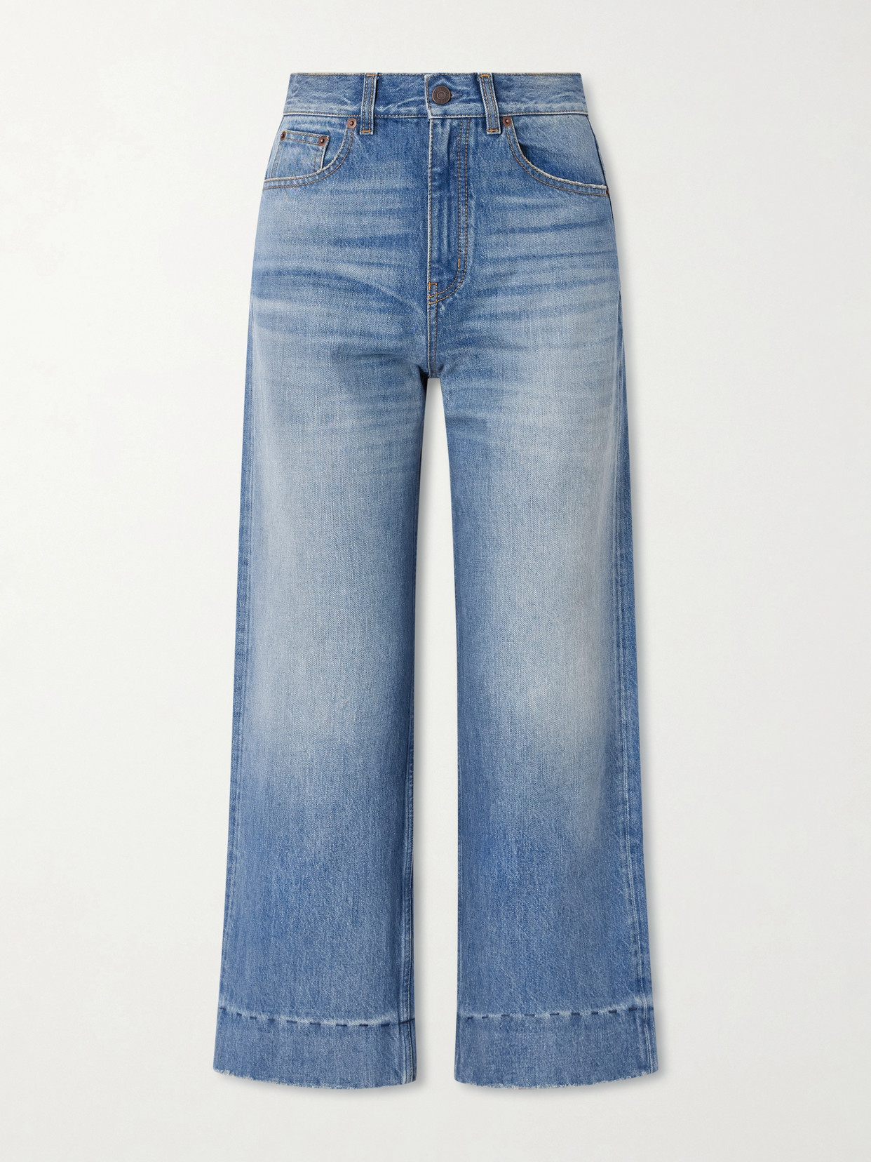 Chloé Organic Cropped Straight-leg Jeans In Blue