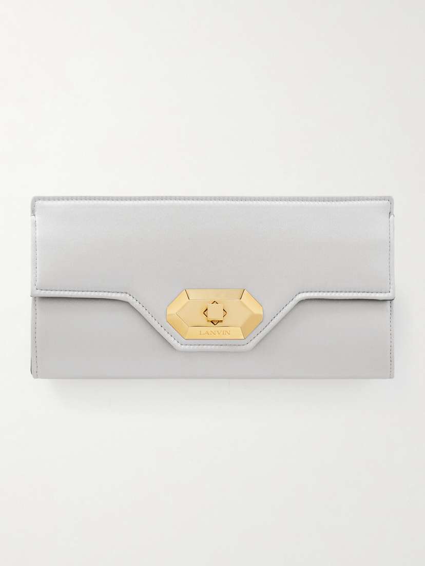 Lanvin Invitation Small Metallic Satin Clutch
