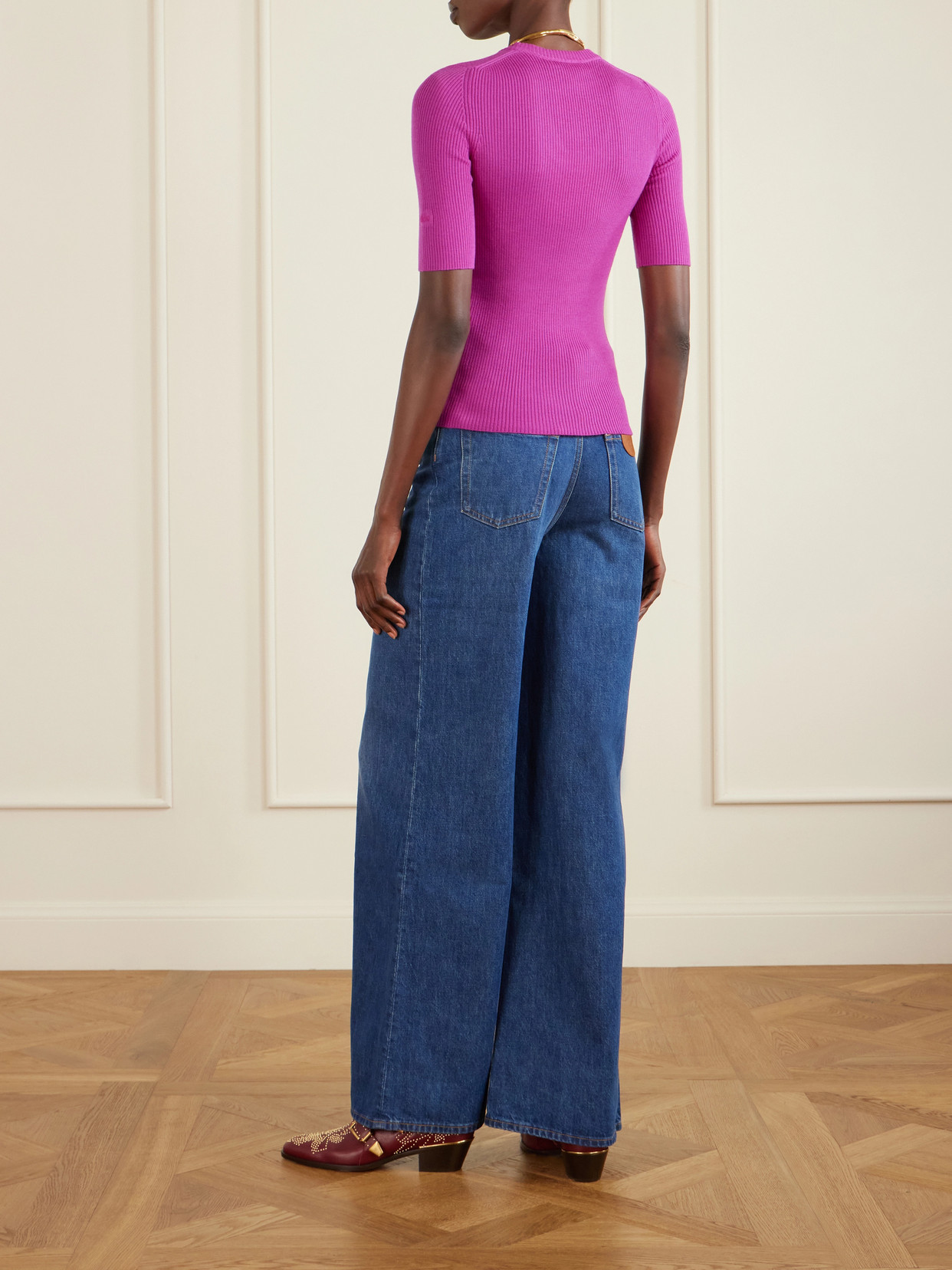 Chloé Chloe Logo-embroidered Ribbed Wool Top In Multi