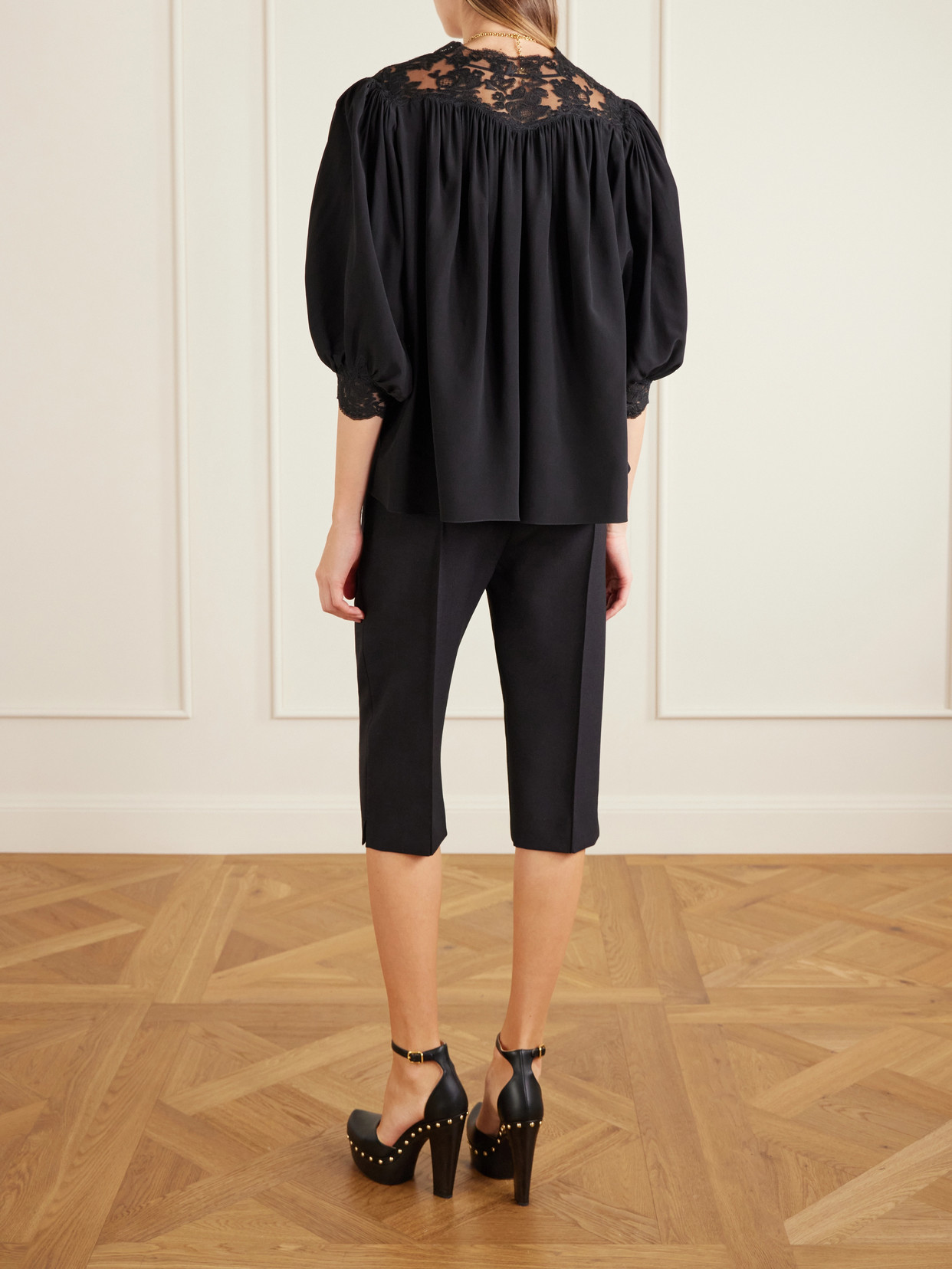 Chloé - Lace-Trimmed Organic Silk Crepe De Chine Blouse