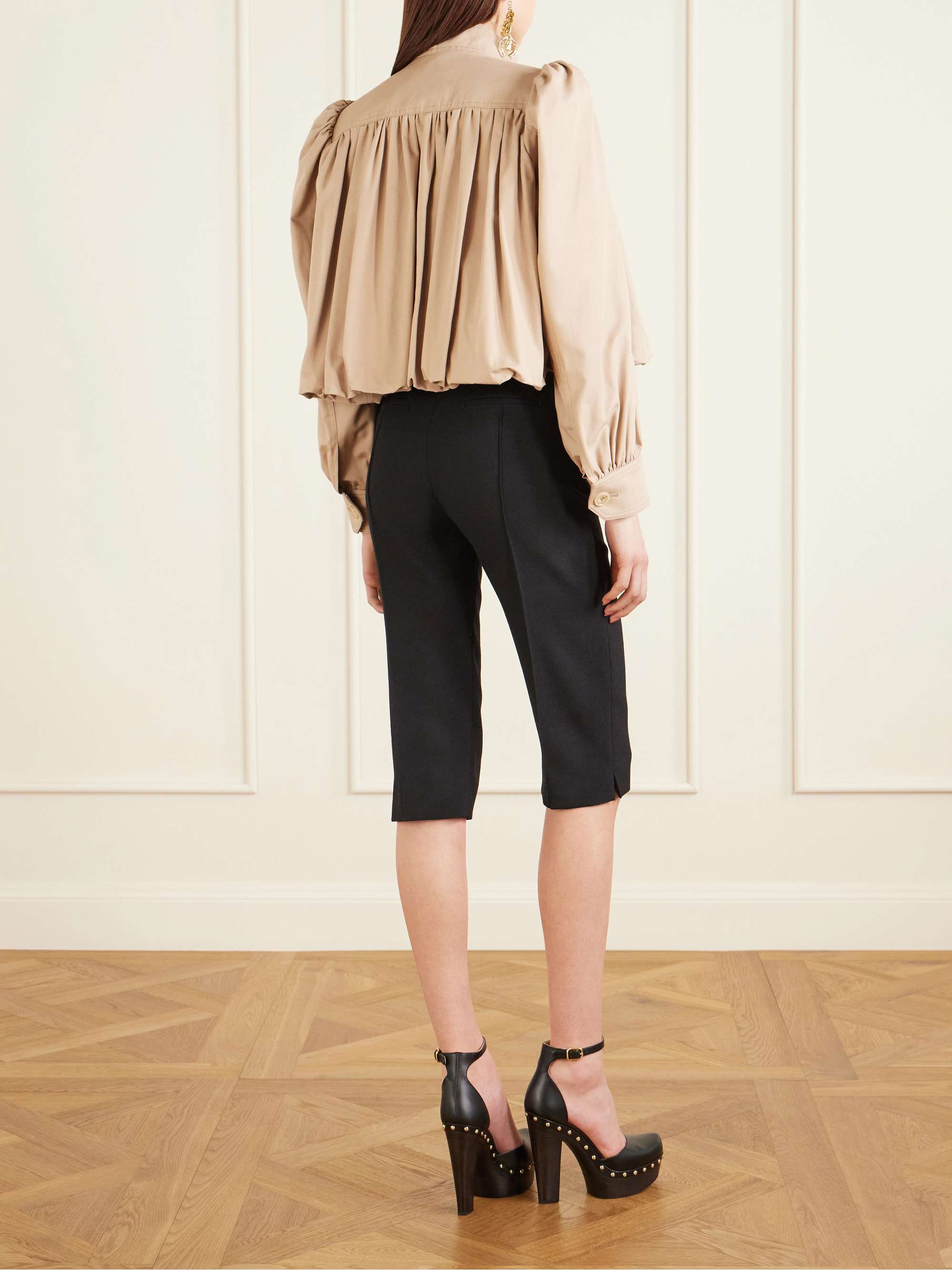 CHLOÉ Cropped gathered organic cotton-canvas jacket | NET-A-PORTER