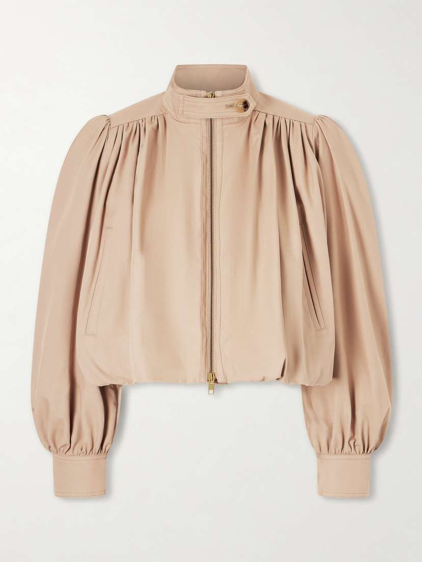 Chloé Cropped Gathered Organic Cotton-canvas Jacket