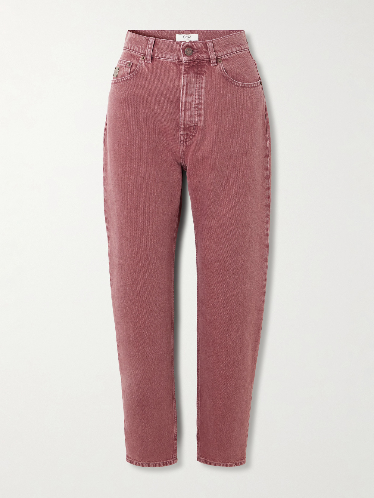 Chloé Organic Mid-rise Tapered Jeans In Pink