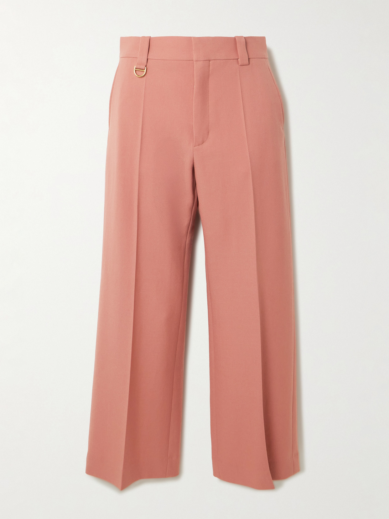 Chloé Cropped Wool-gabardine Wide-leg Pants In Pink
