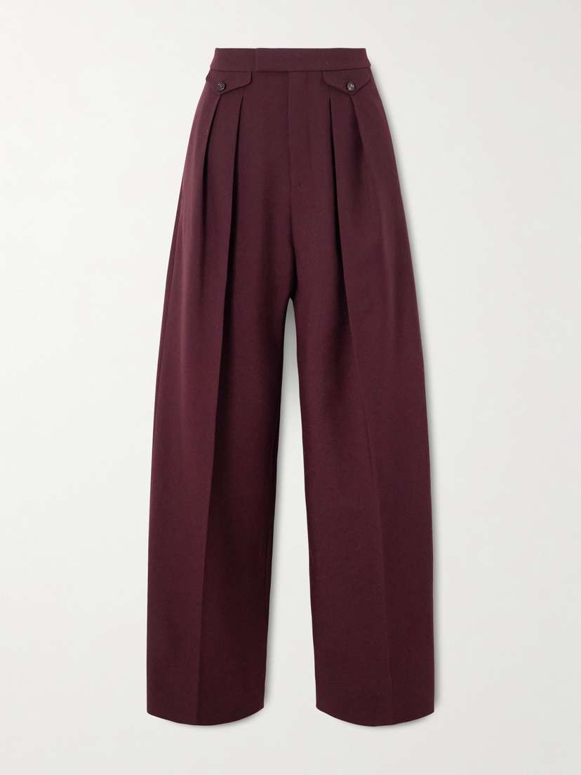 Chloé Pleated Wool-gabardine Wide-leg Pants