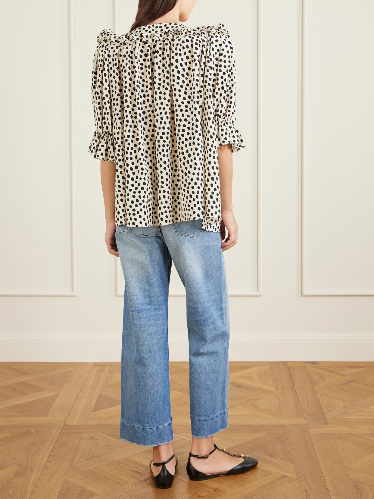 Chloé - Gathered Polka-Dot Silk Crepe De Chine Blouse