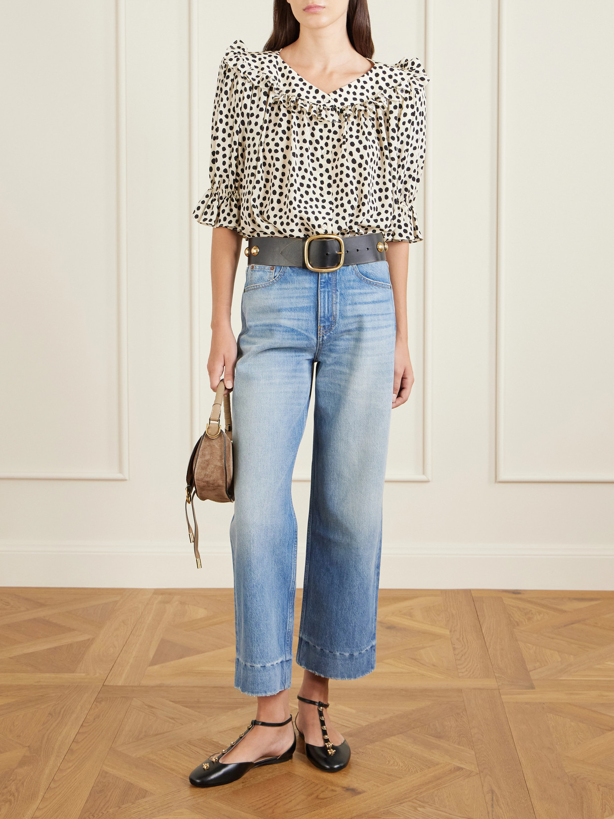 Chloé - Gathered Polka-Dot Silk Crepe De Chine Blouse