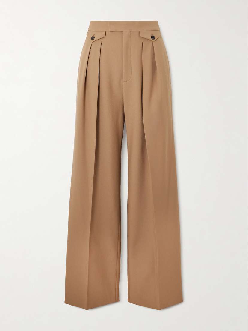 Chloé Pleated Wool-gabardine Wide-leg Pants