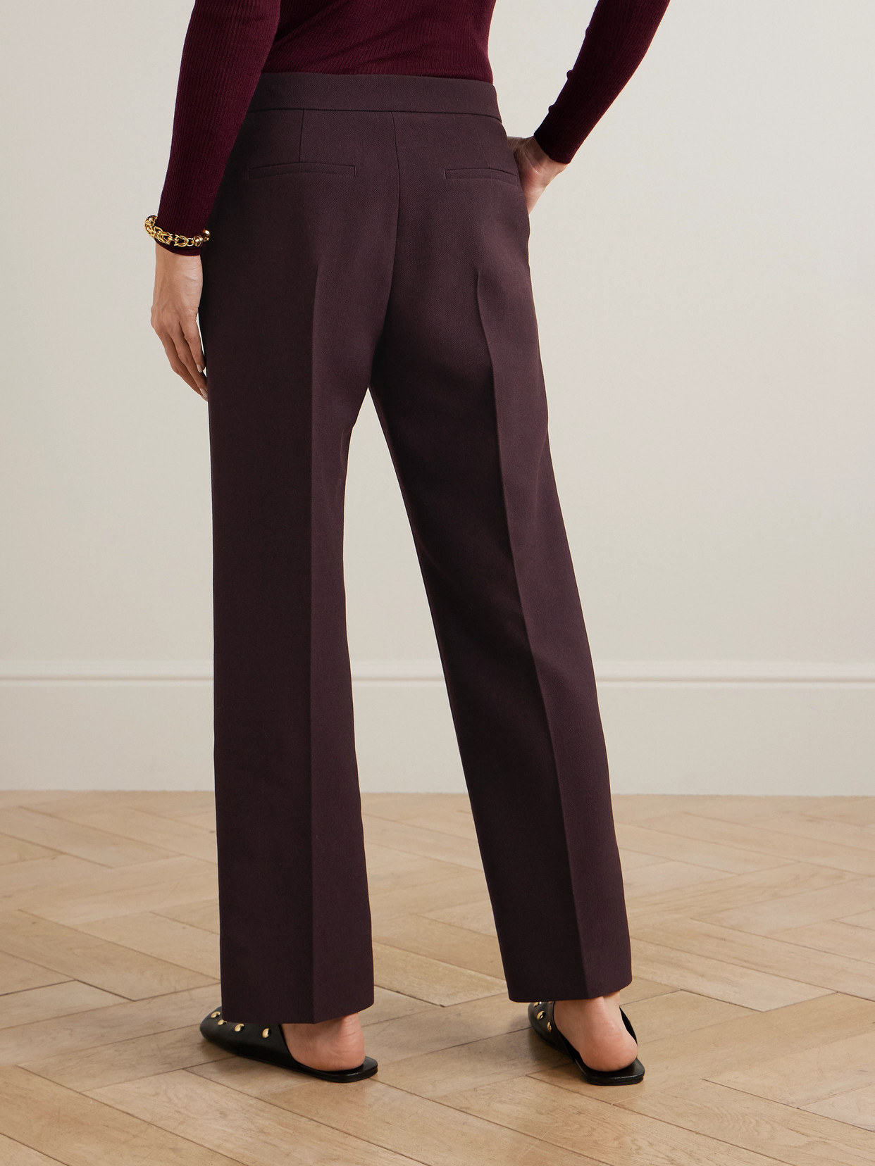 Chloé Lower Impact Wool Crepe Straight-leg Ankle Pants In Purple