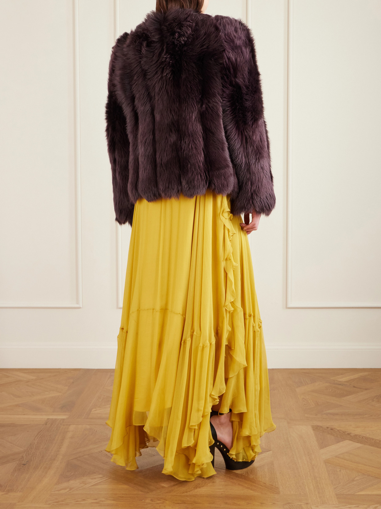 Chloé Oversized Shearling Short Coat In Purple