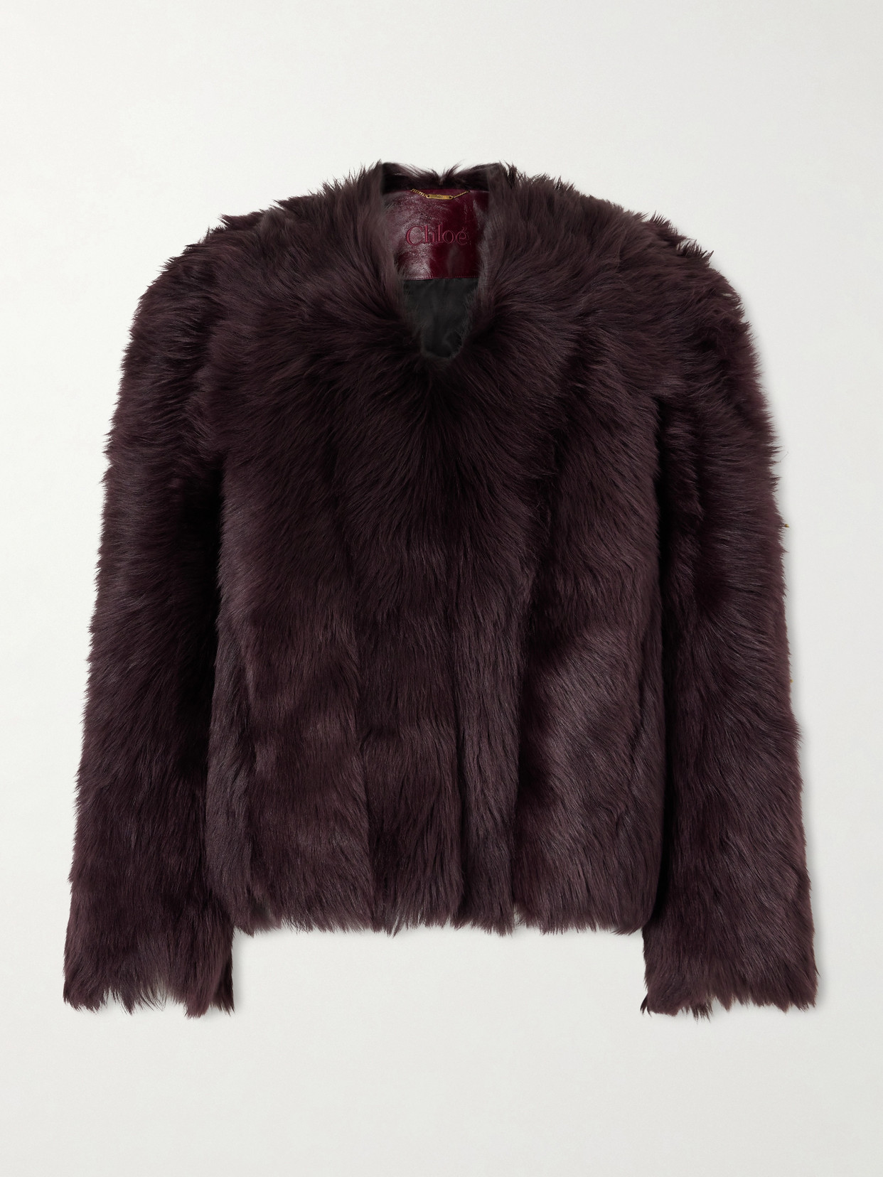 Chloé Oversized Shearling Short Coat In Purple