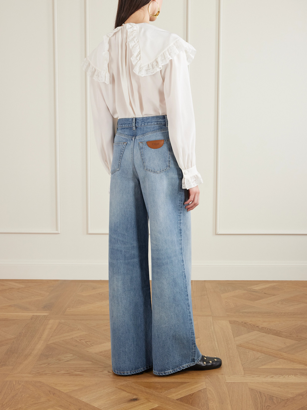 Chloé Organic High-rise Wide-leg Jeans In Blue