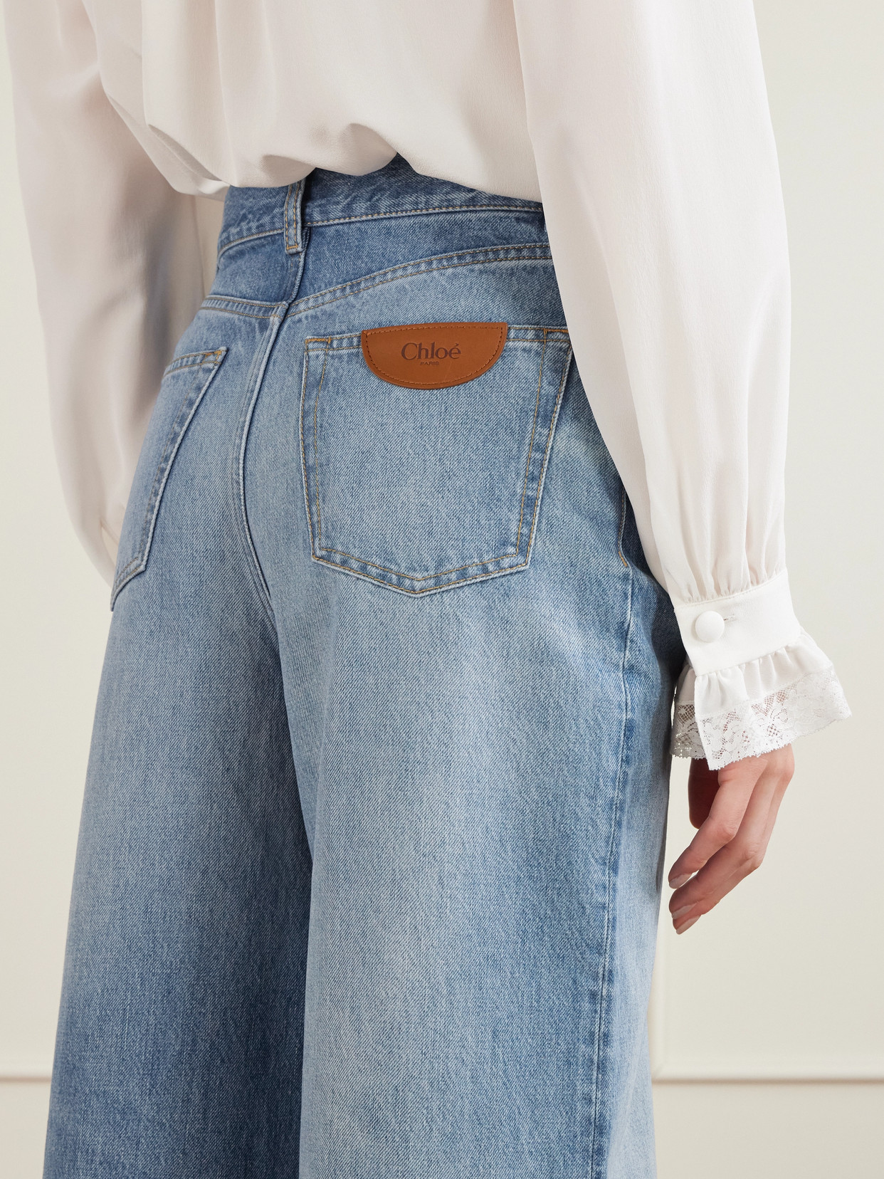 Chloé Organic High-rise Wide-leg Jeans In Blue