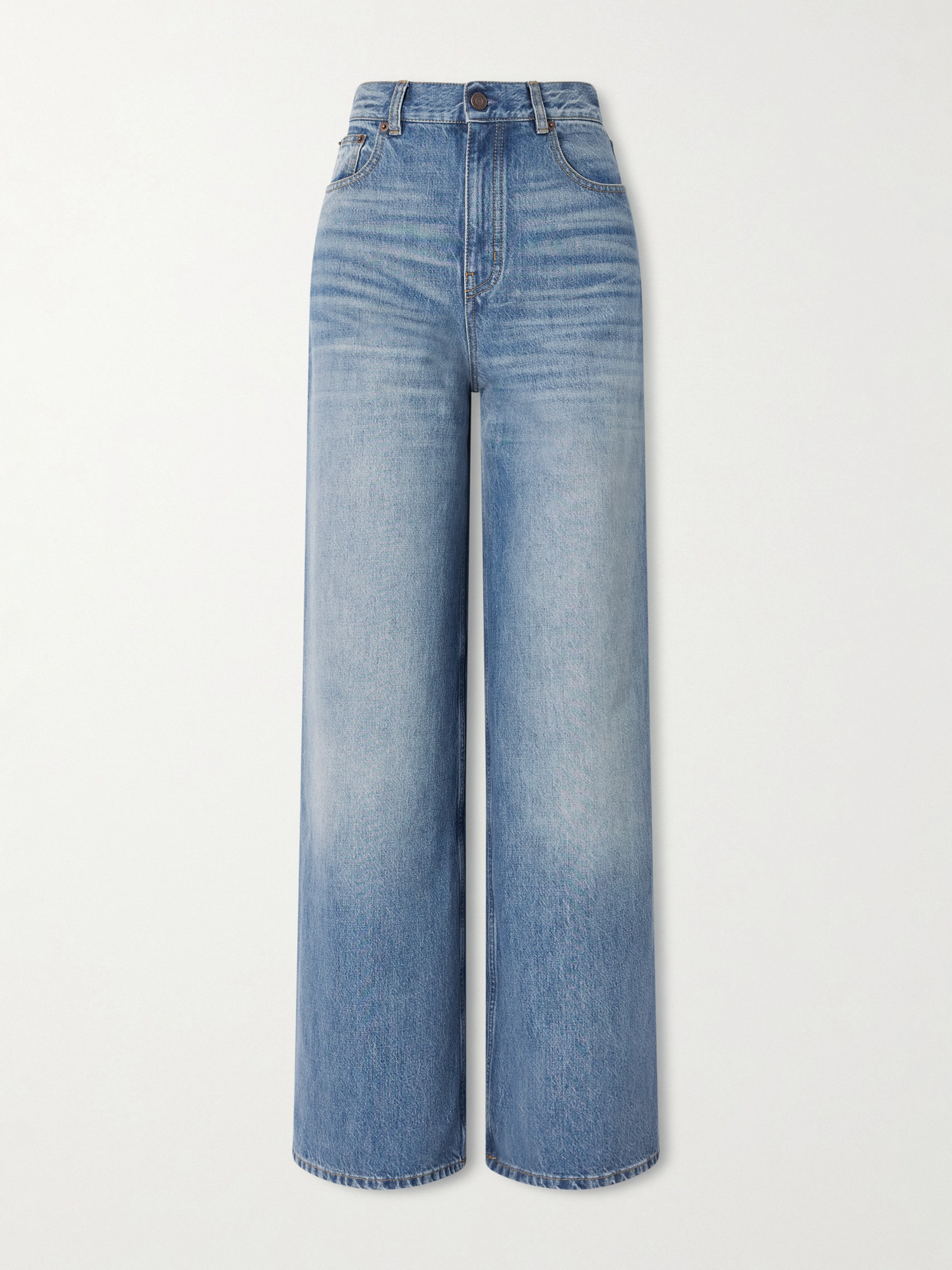 Chloé Organic High-rise Wide-leg Jeans In Blue