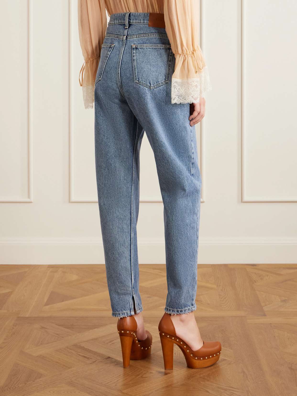 Chloé Light Indigo High-waisted Tapered Jeans In Blue