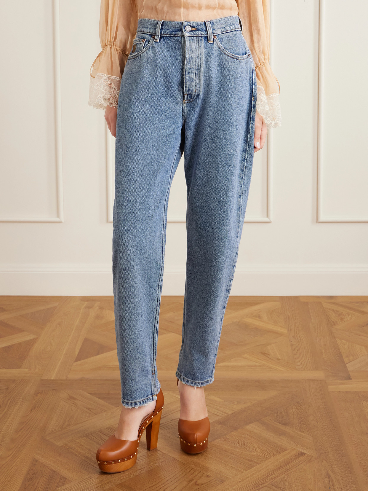 Chloé Light Indigo High-waisted Tapered Jeans In Blue
