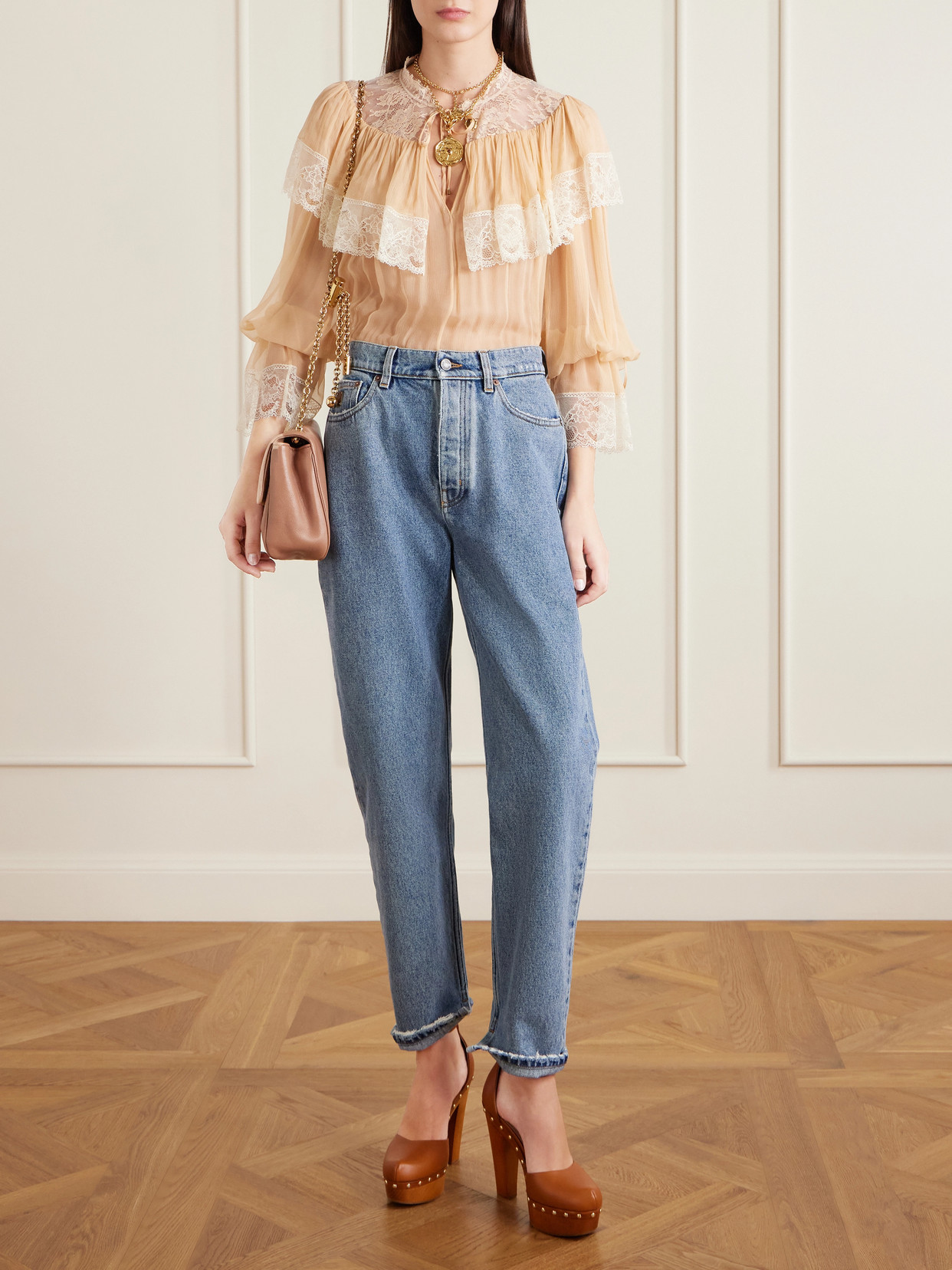 Chloé Light Indigo High-waisted Tapered Jeans In Blue