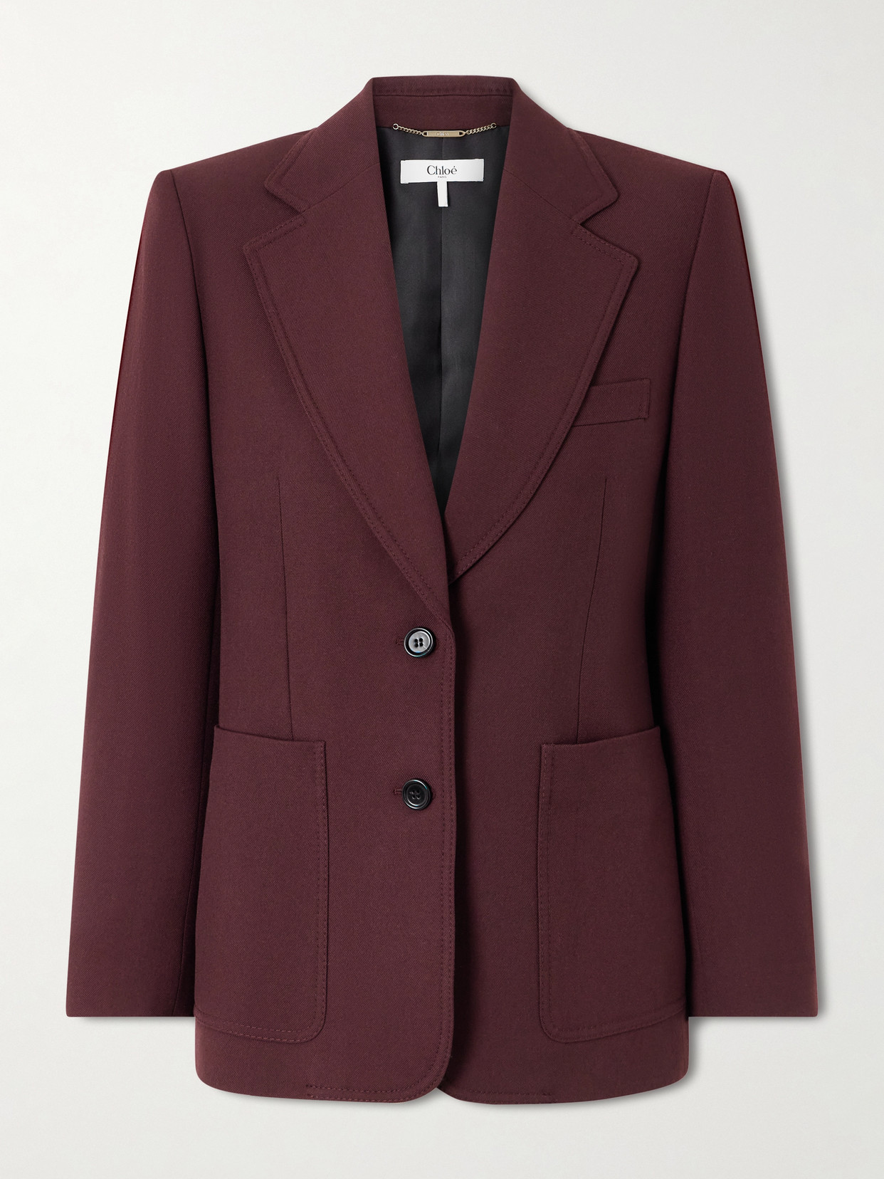 Chloé Wool-gabardine Blazer In Burgundy
