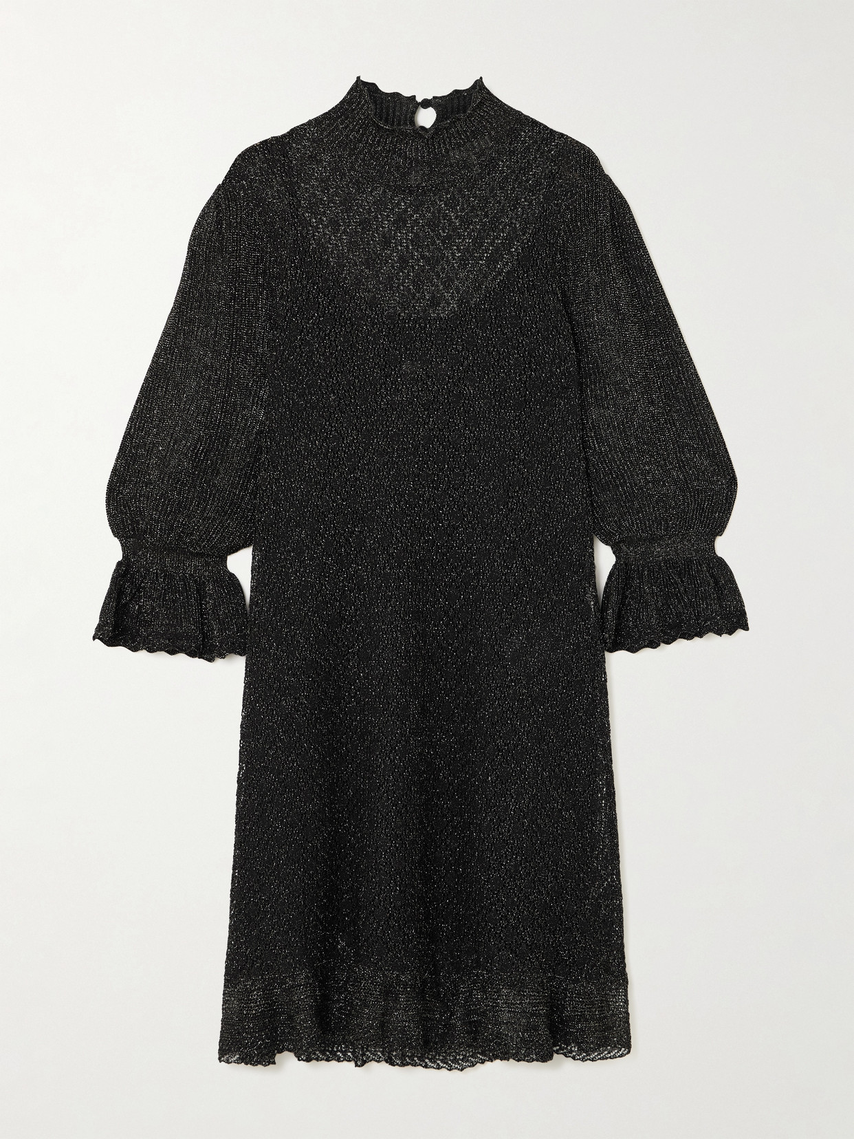 Chloé Shirred Metallic Knitted Mini Dress In Black