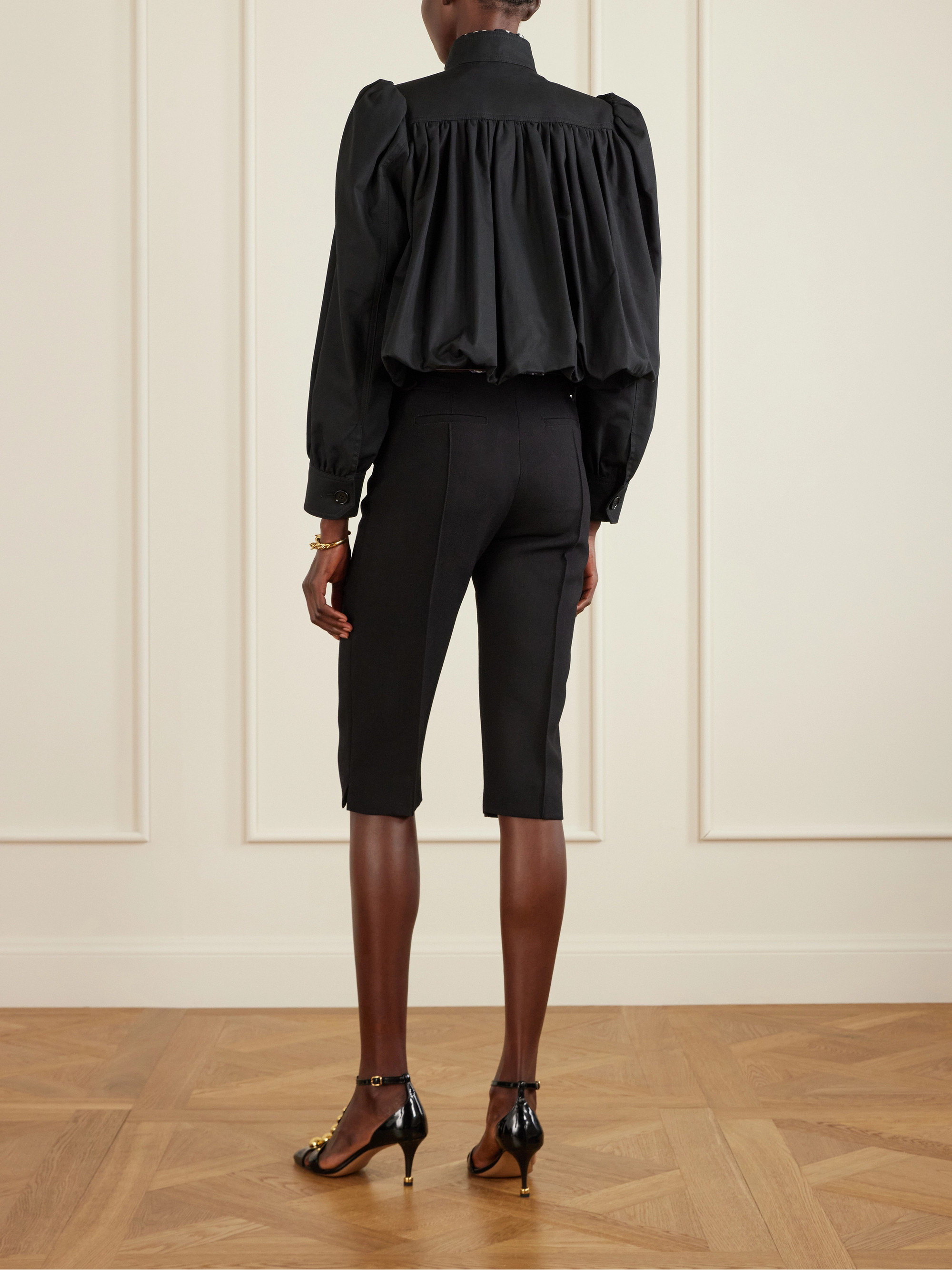 Chloé Cropped gathered cotton-canvas jacket thumbnail