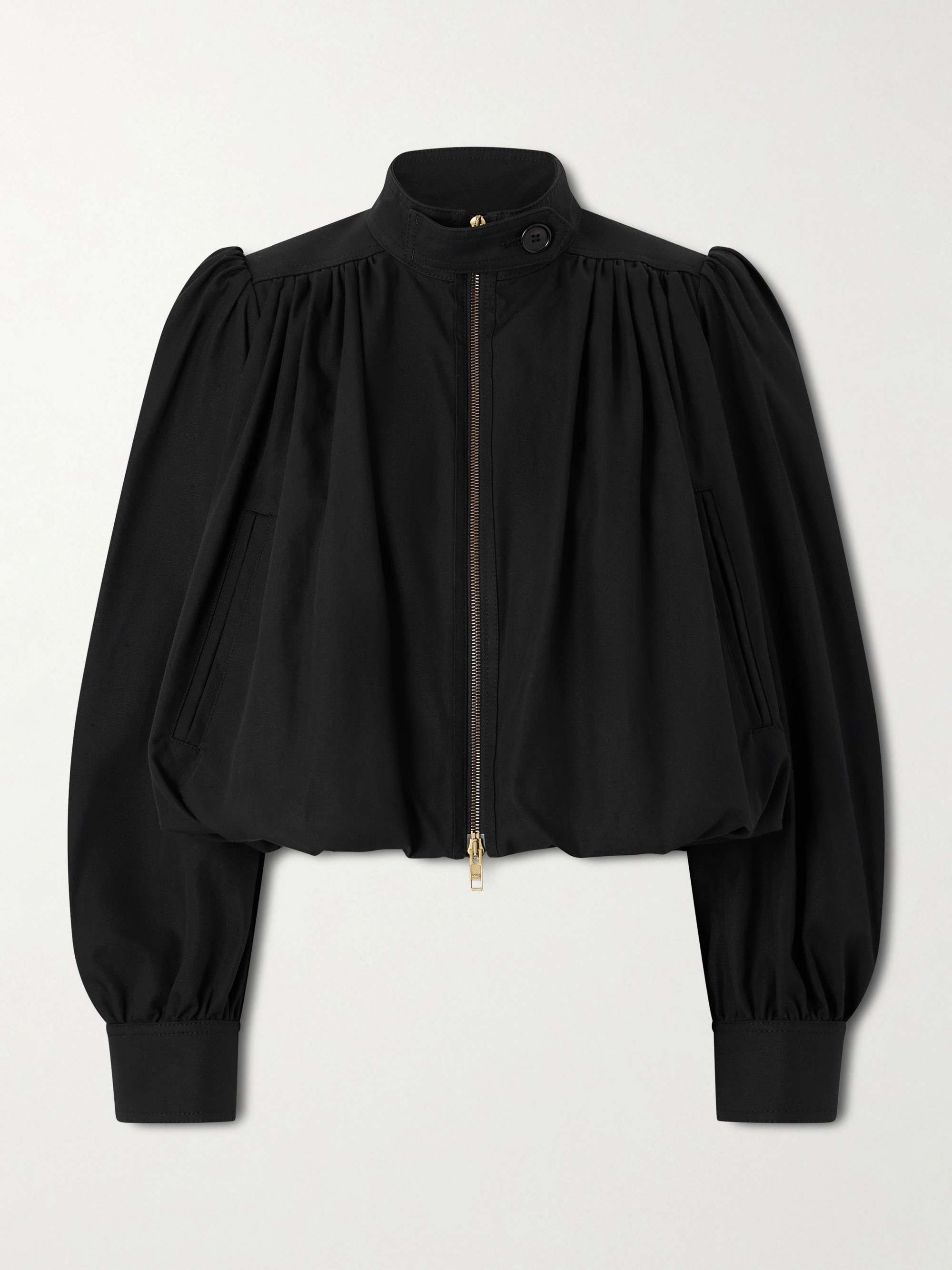Chloé Cropped gathered cotton-canvas jacket thumbnail