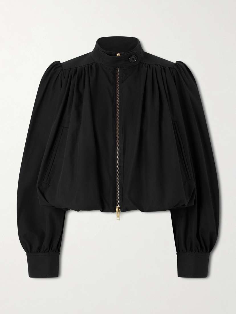 Chloé Cropped Gathered Cotton-canvas Jacket