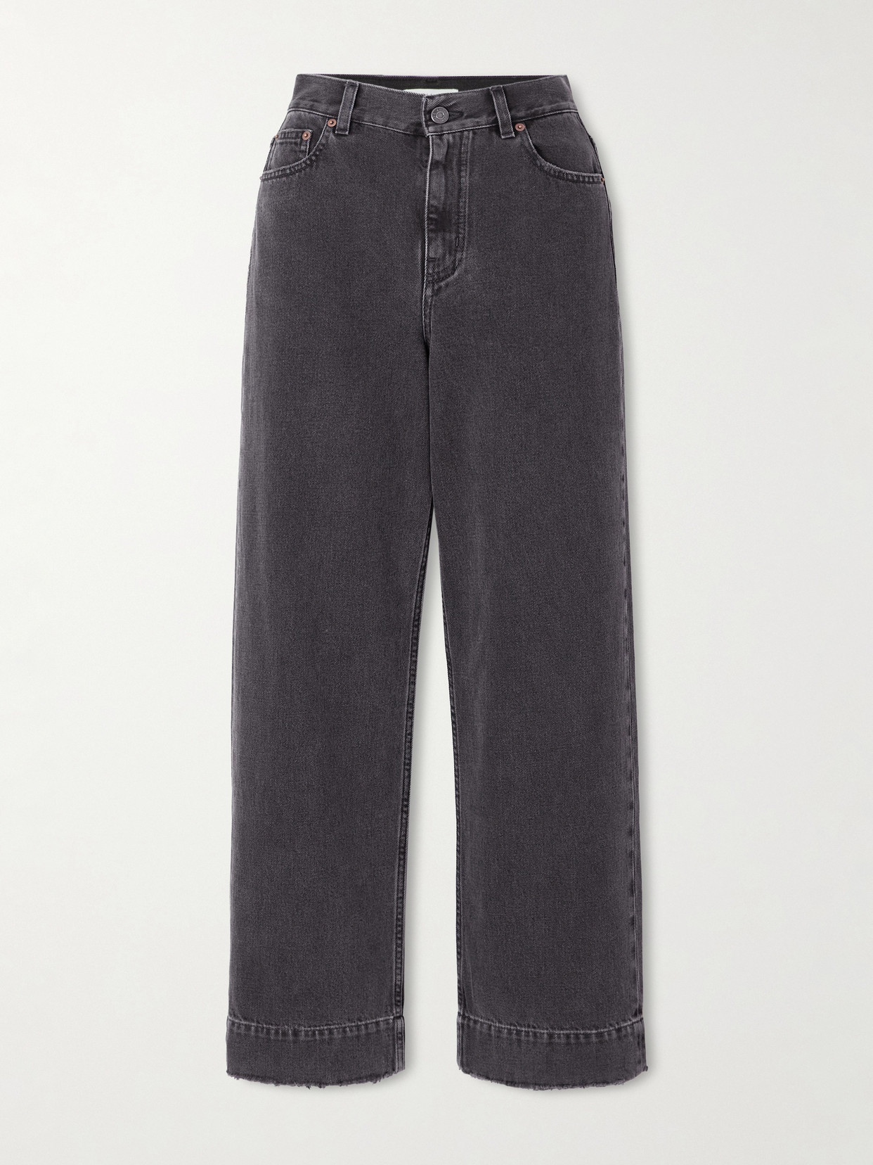 Chloé Frayed High-rise Straight-leg Jeans In Gray