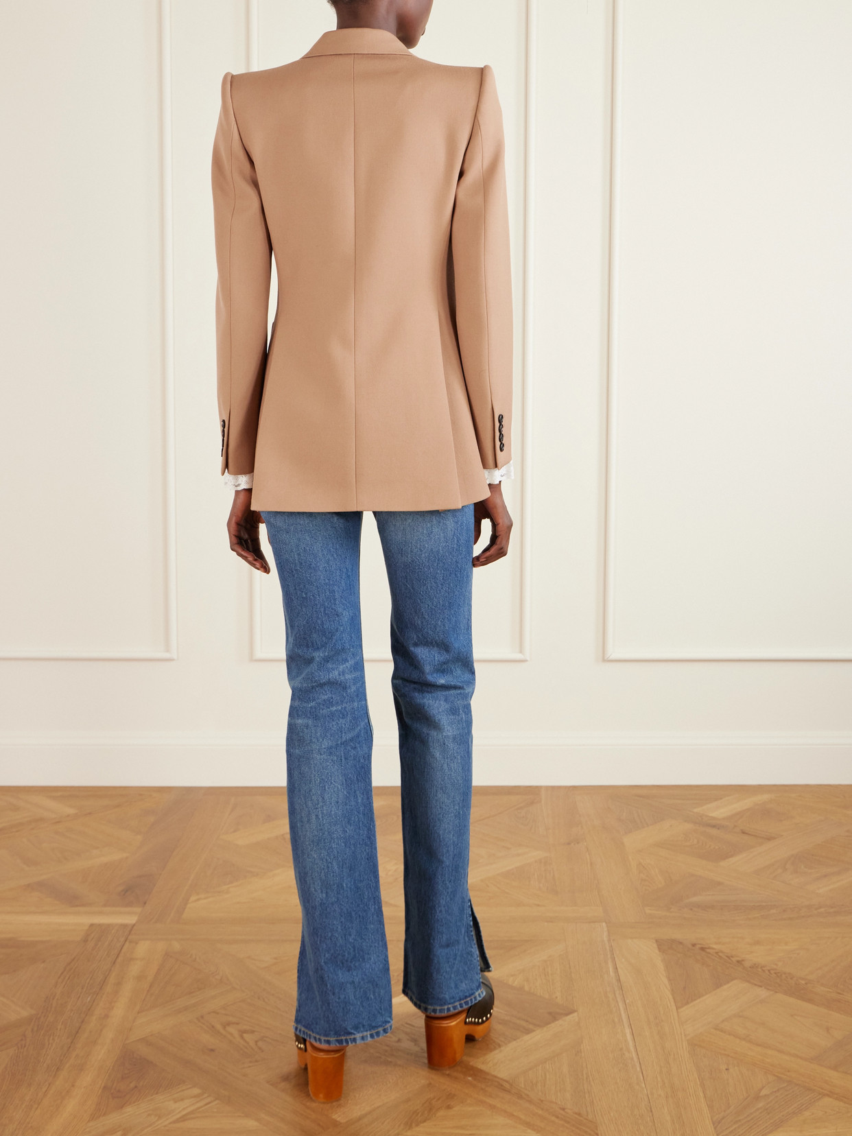 Chloé Double-breasted Wool-gabardine Blazer In Brown