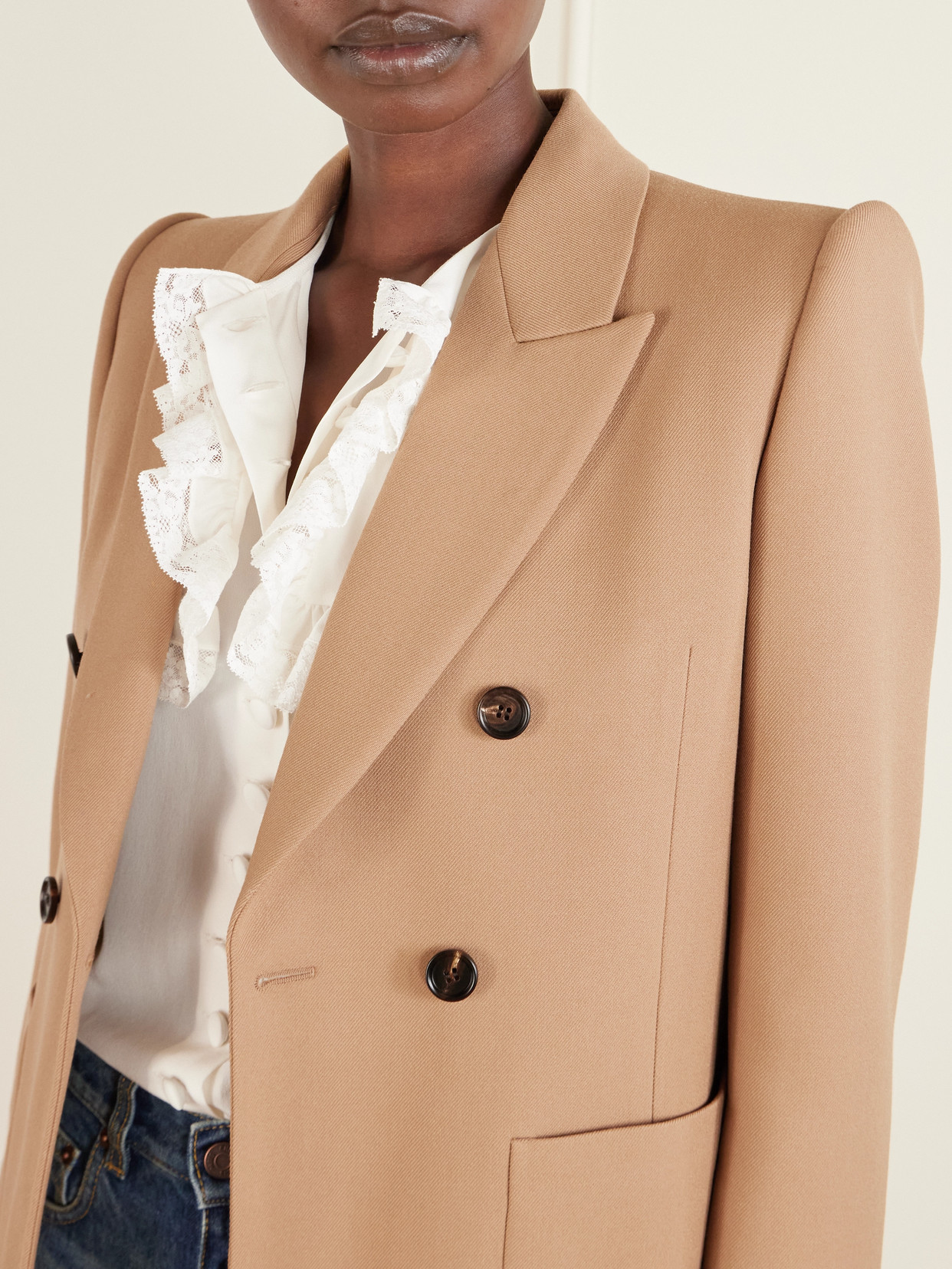 Chloé Double-breasted Wool-gabardine Blazer In Brown