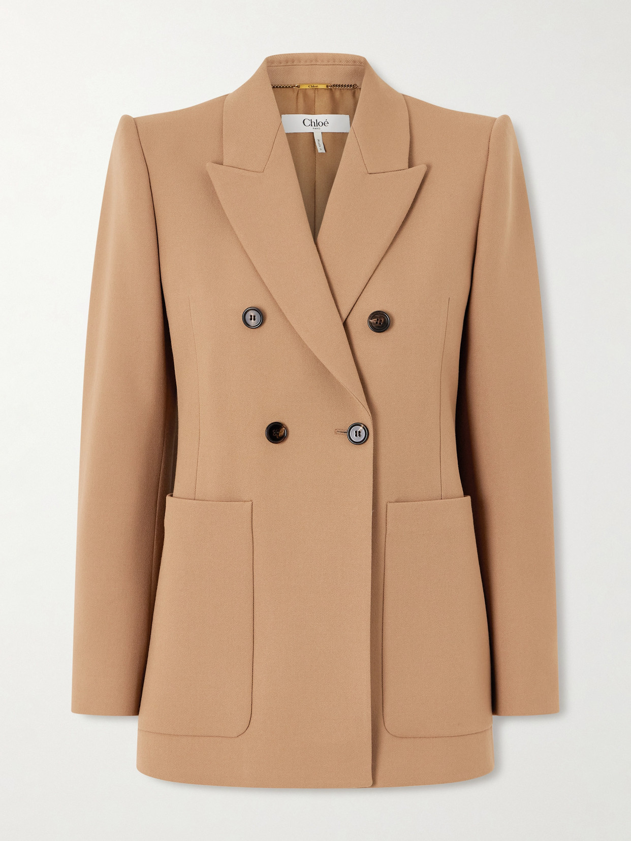 Chloé Double-breasted Wool-gabardine Blazer In Brown