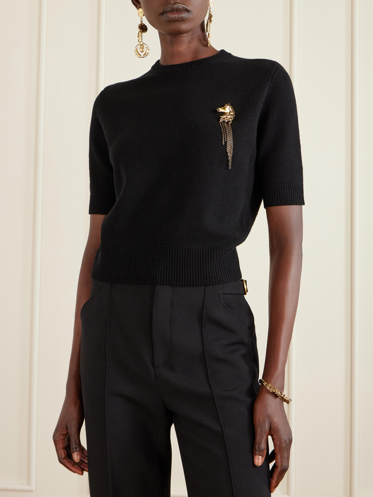 Chloé - Embellished Ribbed Wool And Cashmere-Blend Sweater