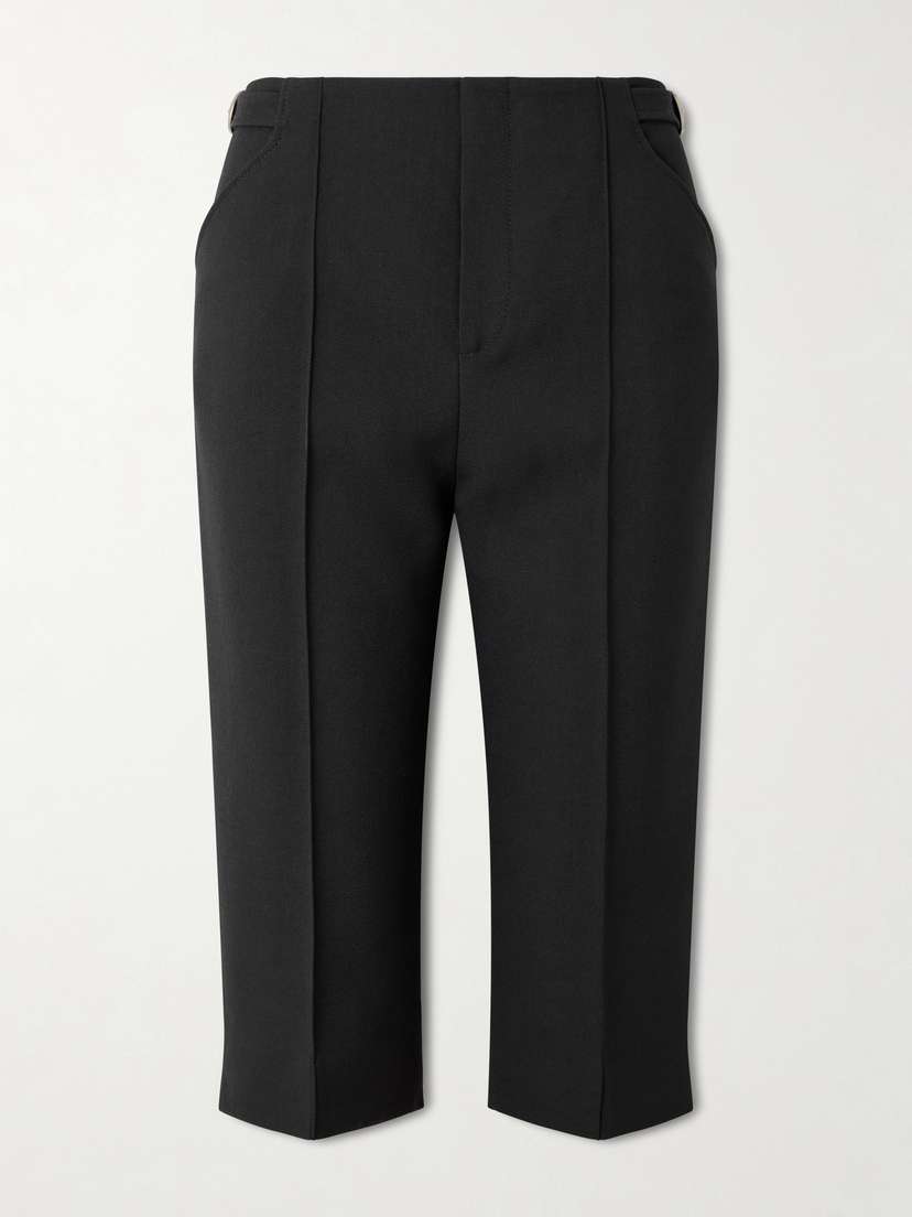 Chloé Buckle-embellished Wool-crepe Straight-leg Capri Pants