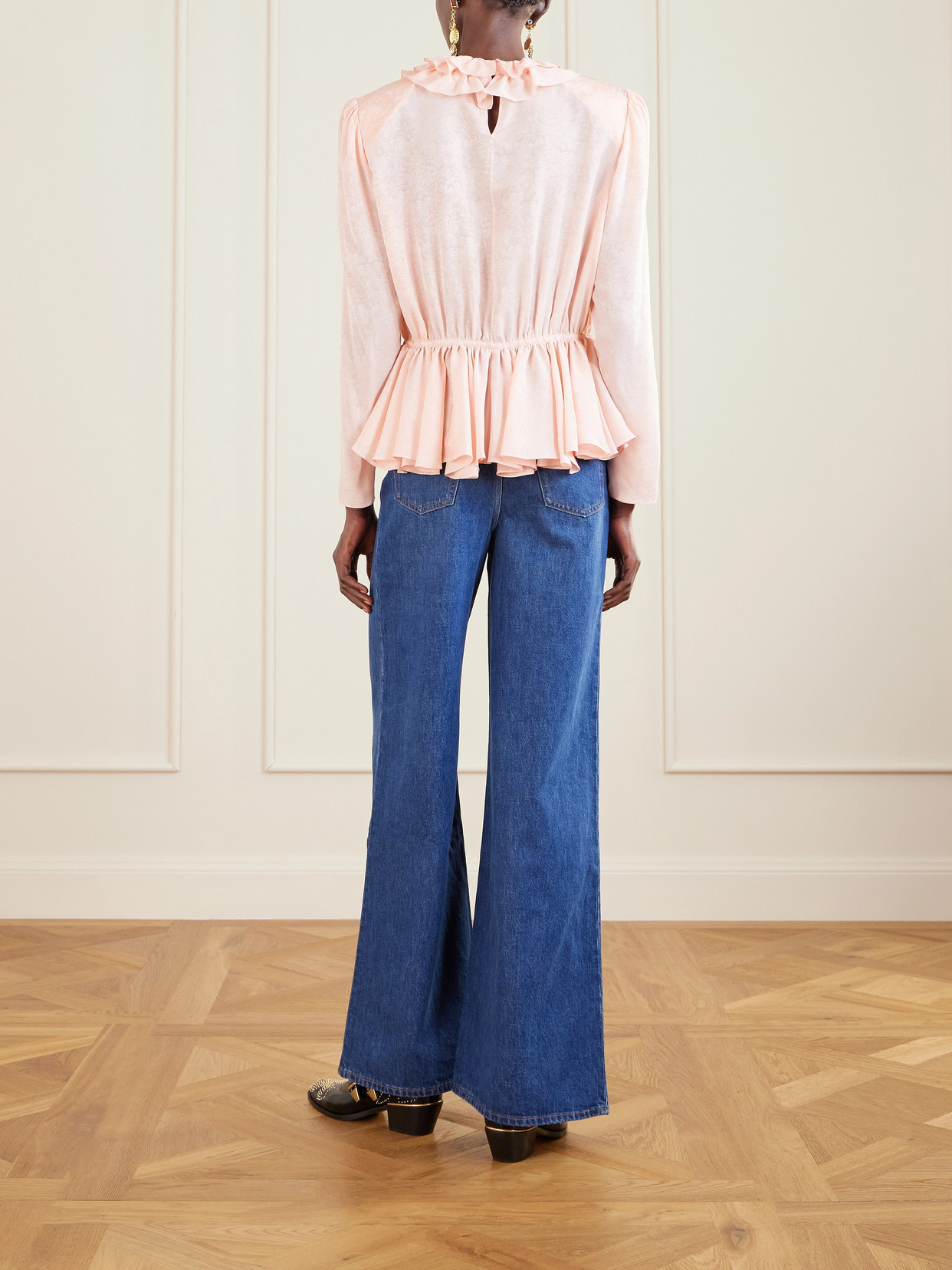 Chloé - Ruffled Tie-Detailed Floral Silk-Jacquard Blouse