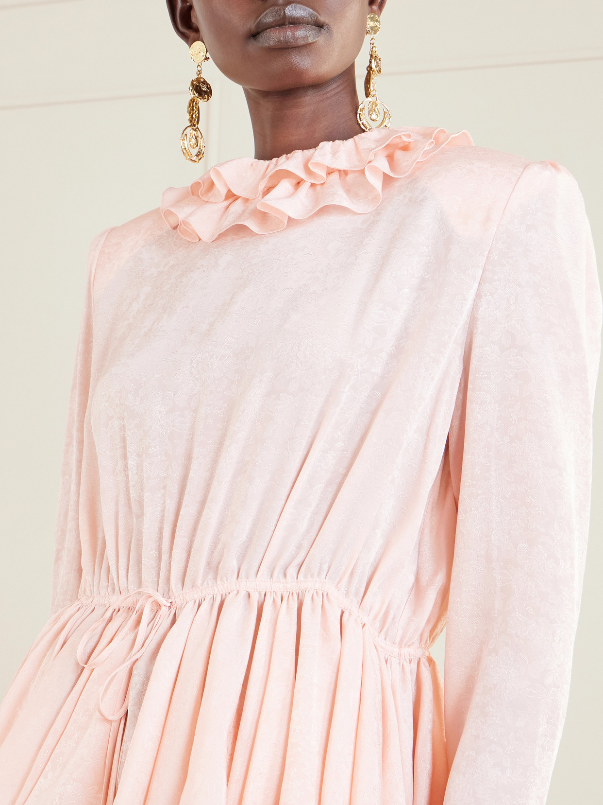 Chloé - Ruffled Tie-Detailed Floral Silk-Jacquard Blouse