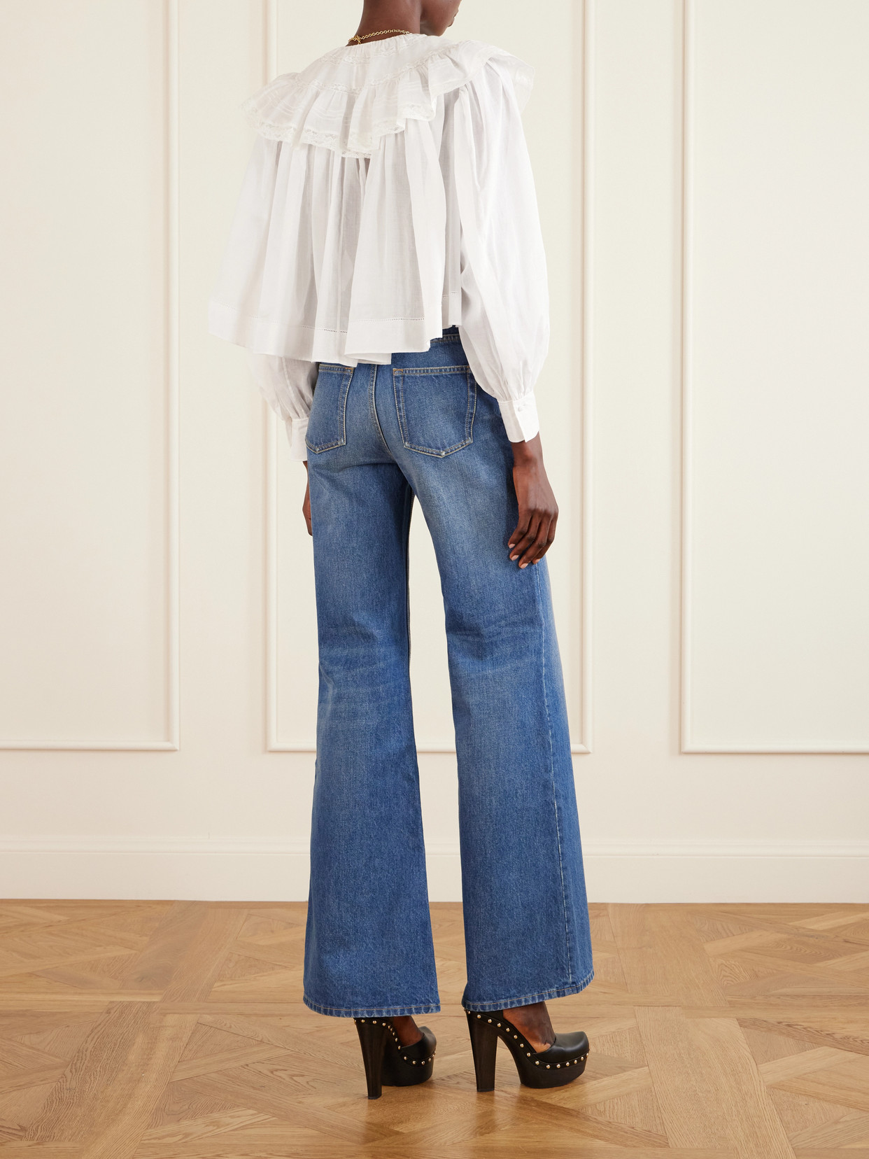 Chloé Milk Cotton Voile And Lace Ruffled Cropped Top In White