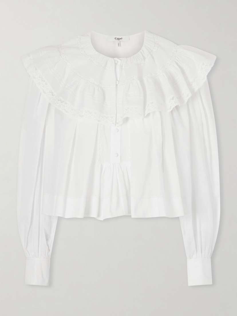 Chloé Ruffled Cotton-voile Blouse