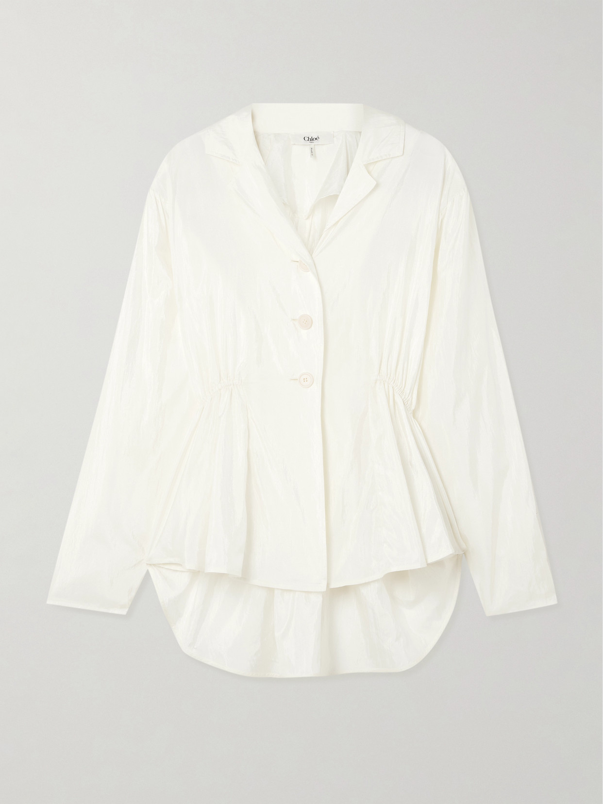 Chloé Gathered Taffeta Jacket In White