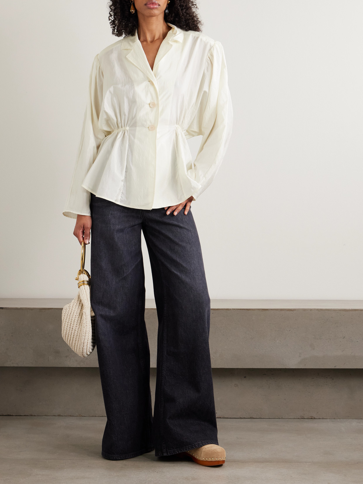 Chloé Gathered Taffeta Jacket In White