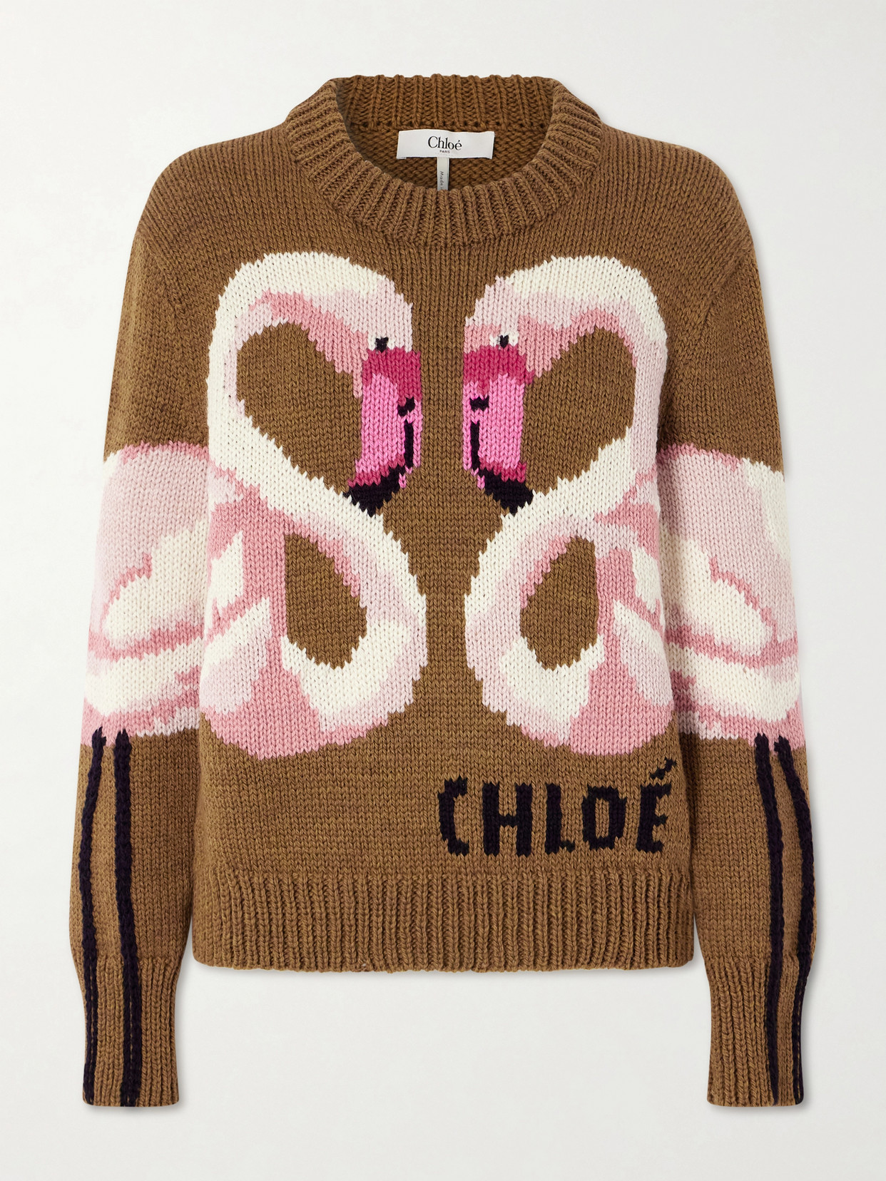 Chloé Intarsia Wool Sweater In Brown