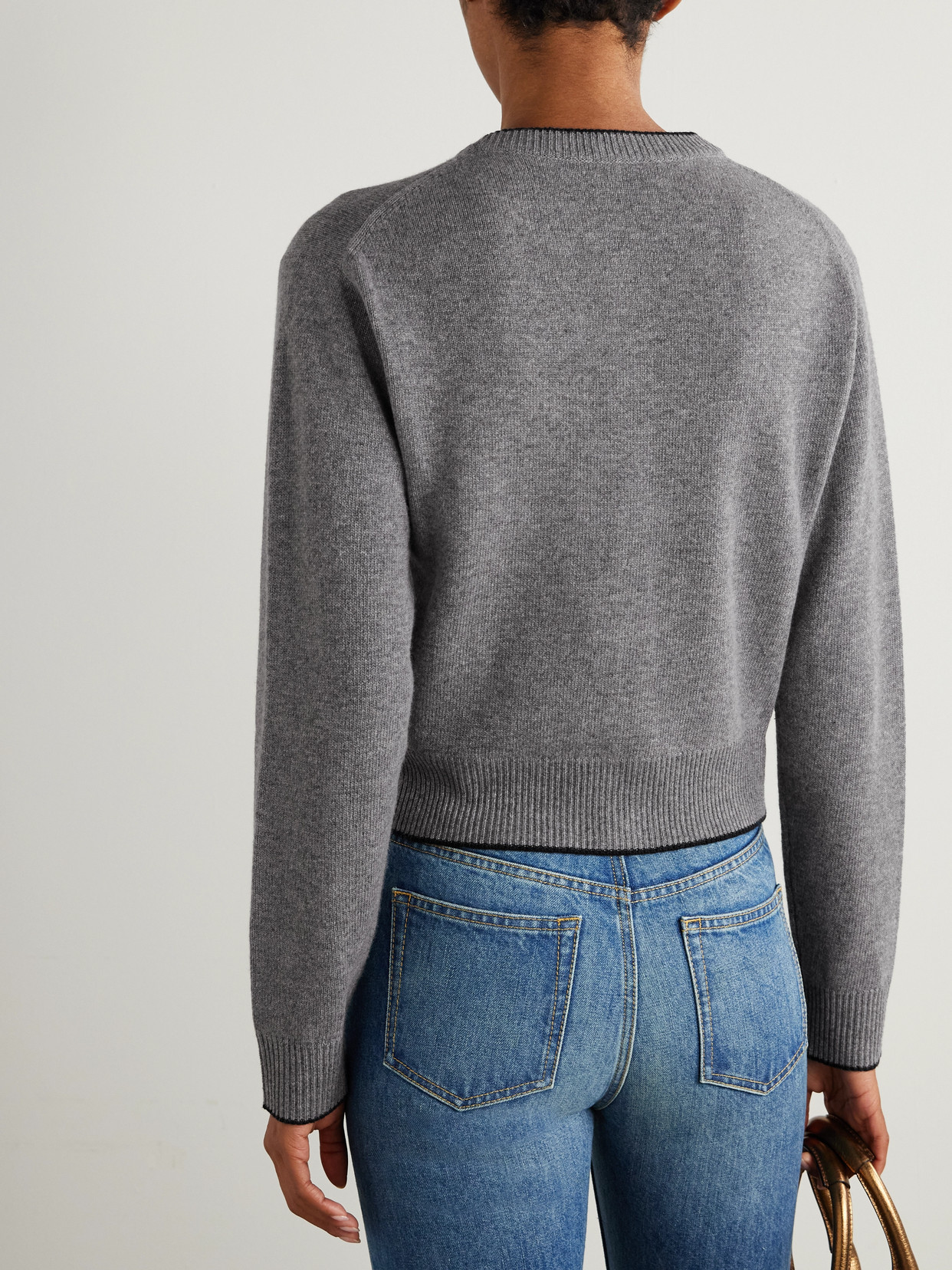 Chloé Wool And Cashmere Cardigan With Logo Knitwear Grey In Gray