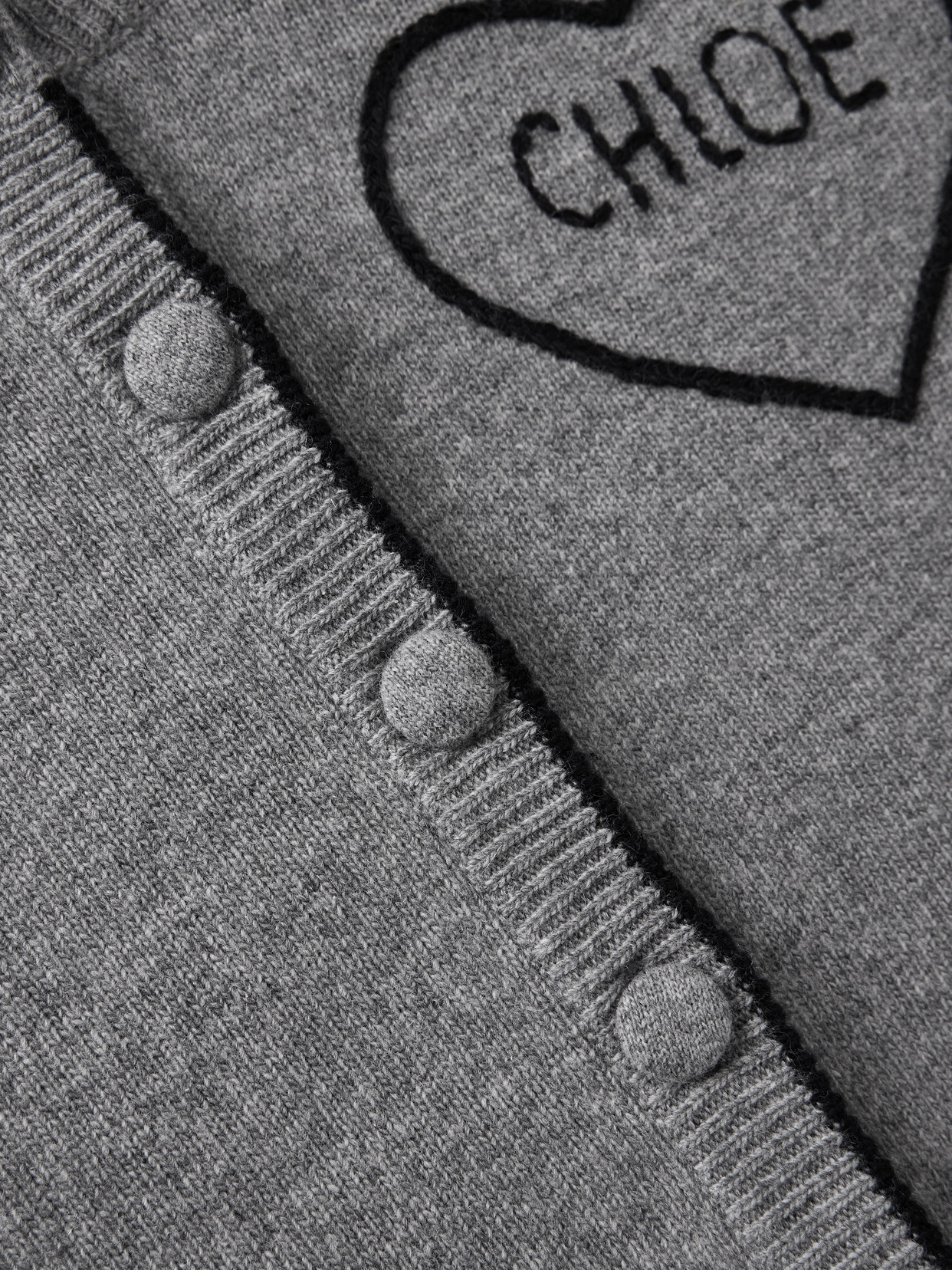 Chloé Wool And Cashmere Cardigan With Logo Knitwear Grey In Gray