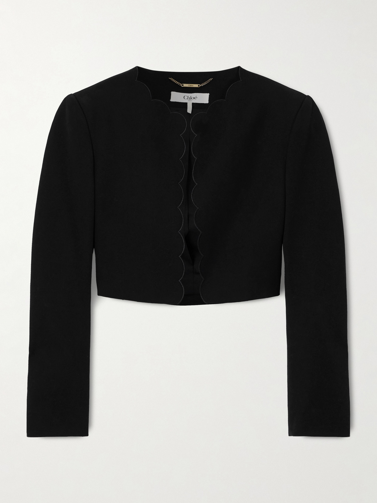 Chloé Scalloped Cotton-blend Twill Jacket In Black