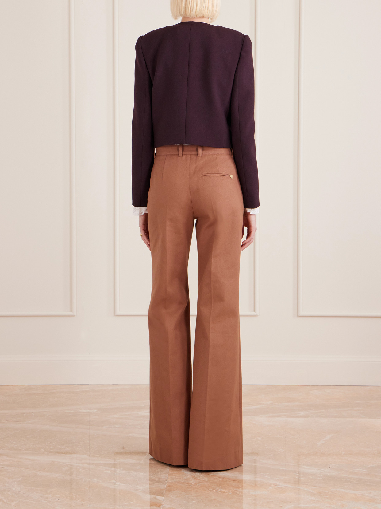 Chloé Organic Cotton Wide-leg Pants In Brown