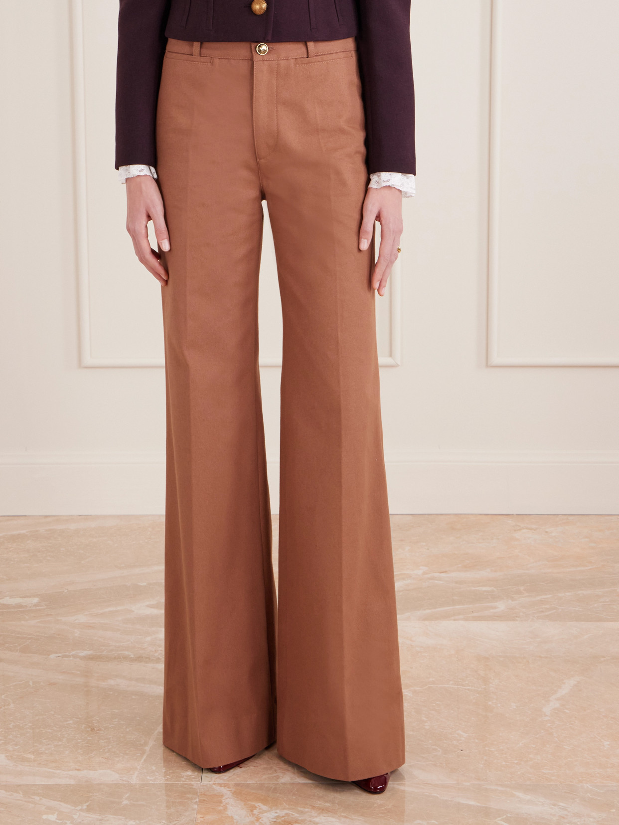 Chloé Organic Cotton Wide-leg Pants In Brown