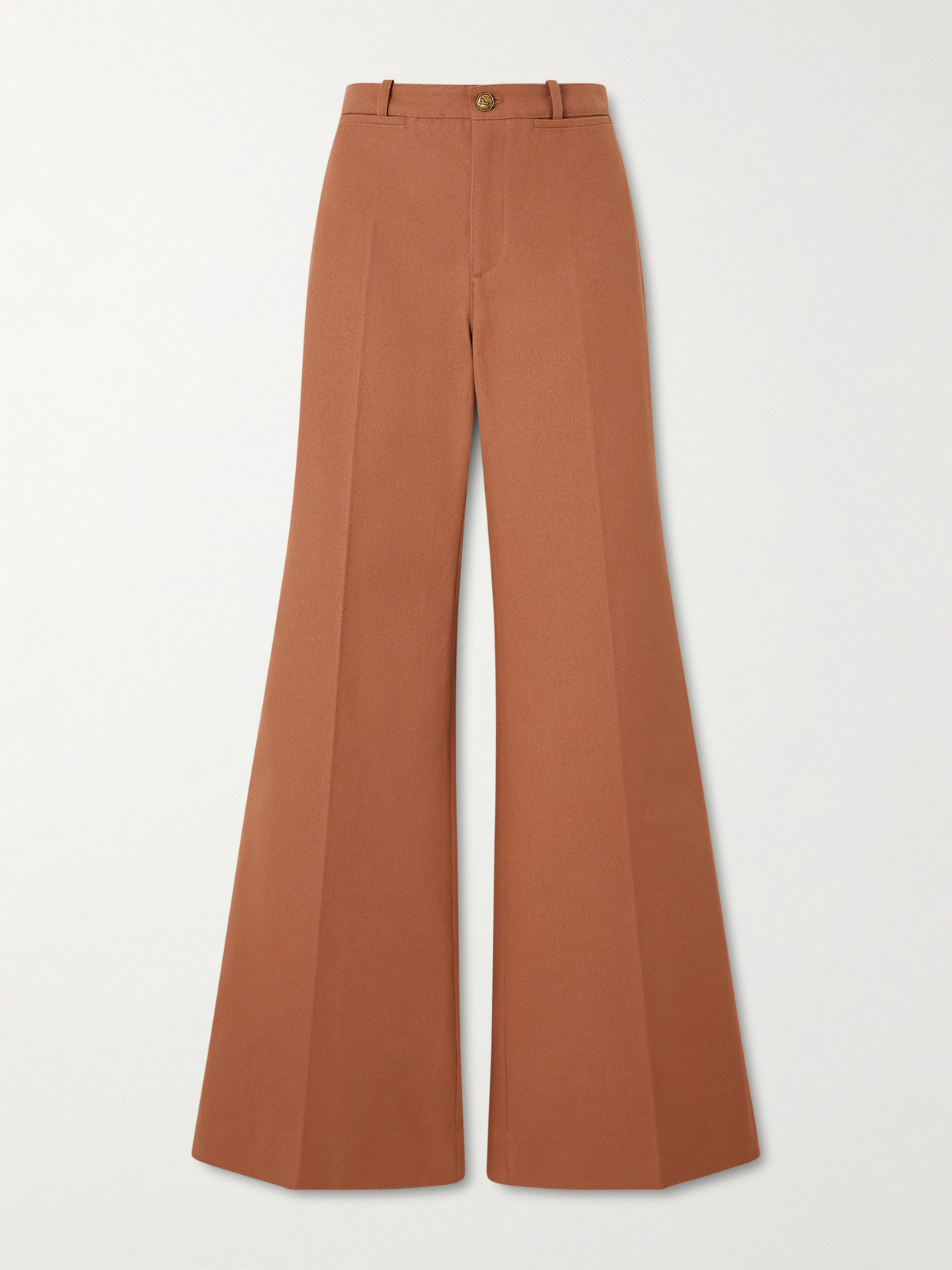 Chloé Organic Cotton Wide-leg Pants In Brown