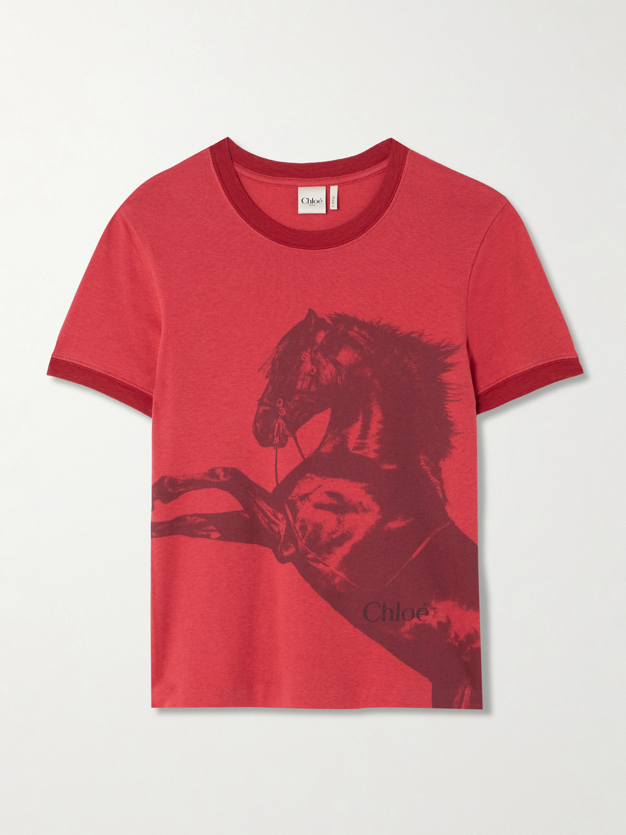 Chloé Printed Cotton-jersey T-shirt In Red