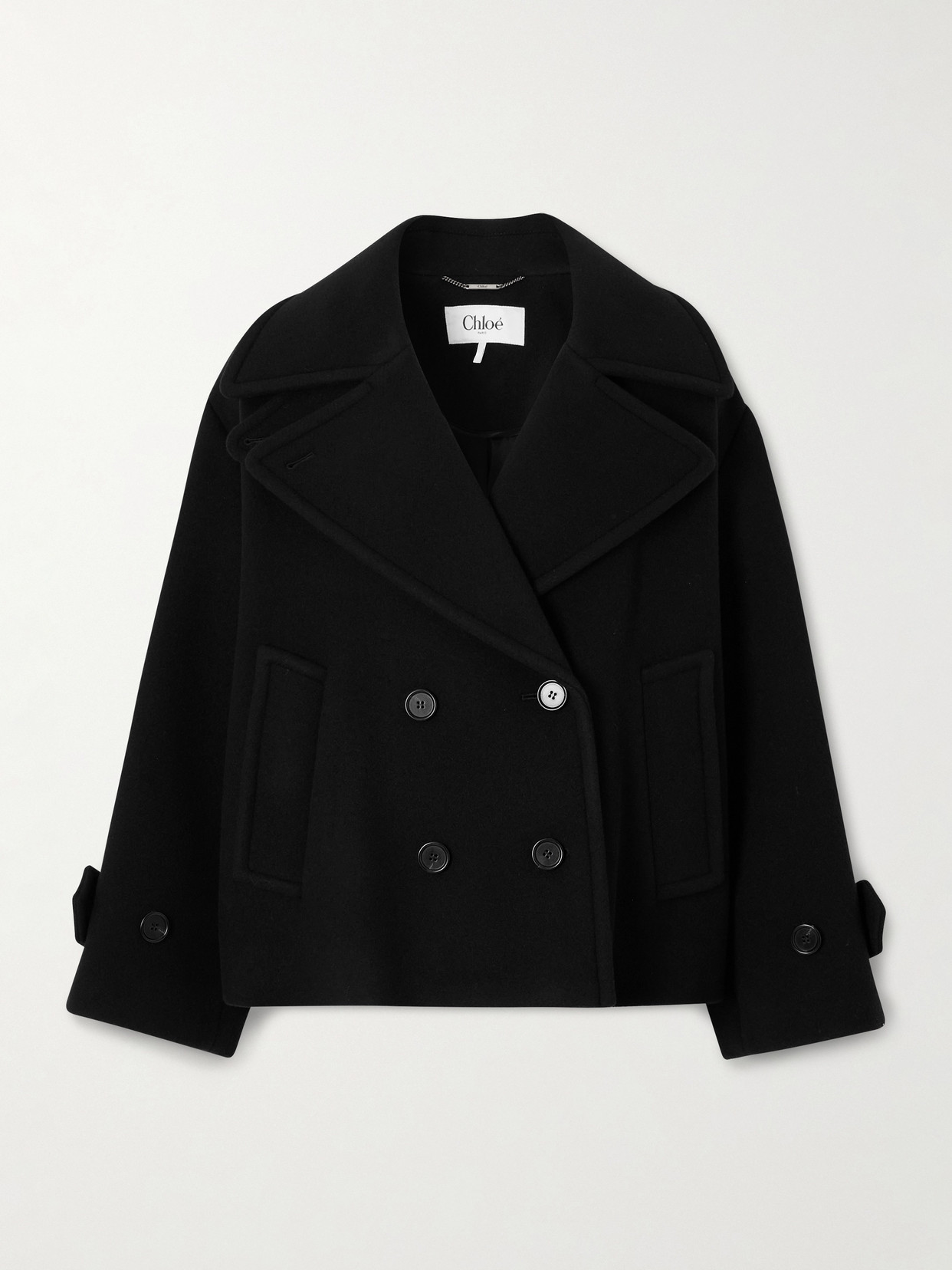 Chloé Overszied Double-breasted Wool-blend Jacket In Black