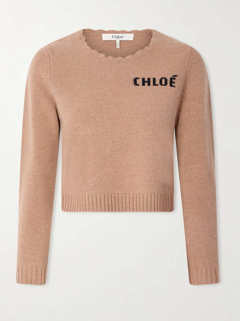 Chloé Scalloped Wool And Cashmere Blend Sweater