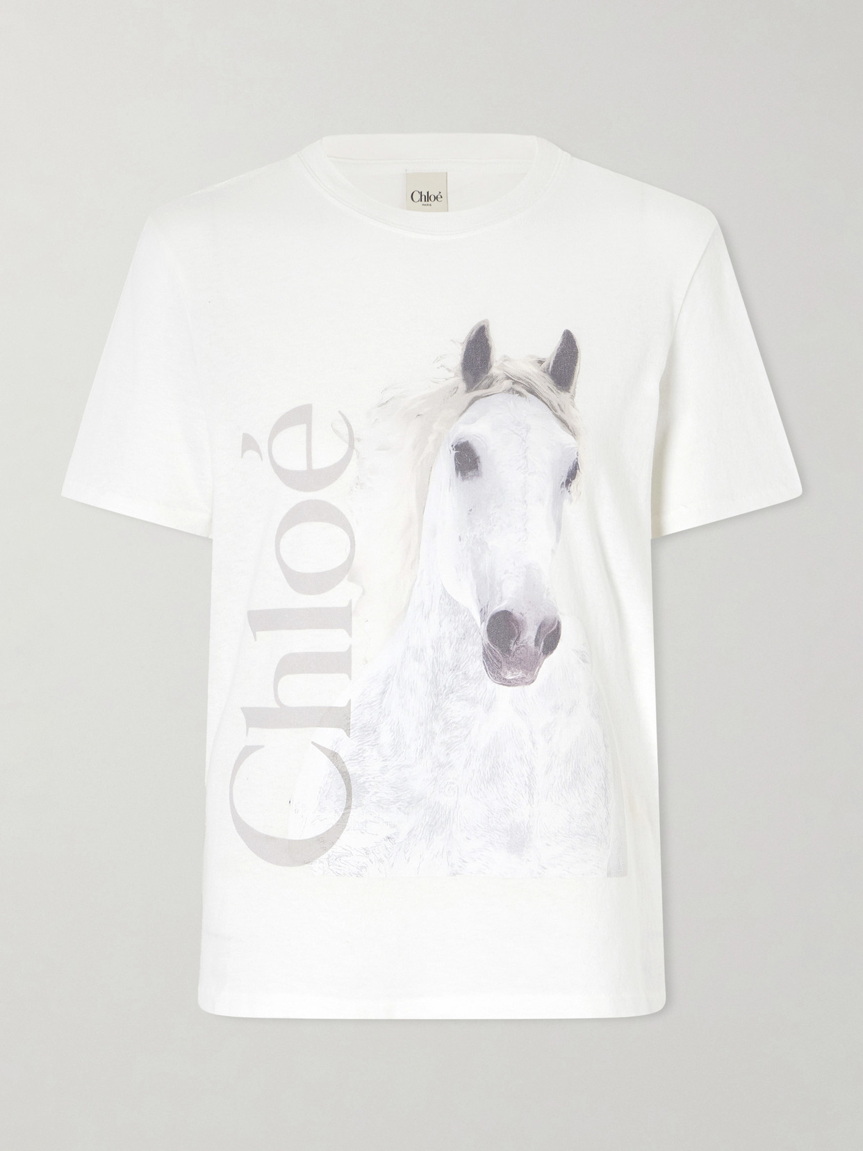 Chloé Cotton Crew Neck Graphic Short Sleeve T-shirt In White