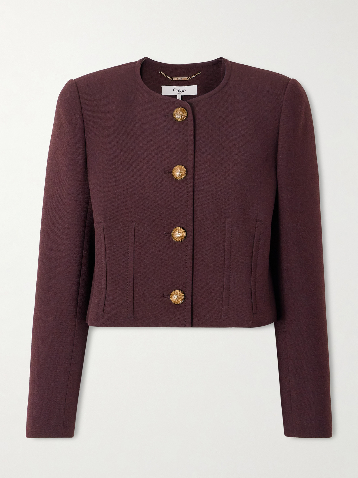 Chloé Wool-crepe Jacket In Burgundy
